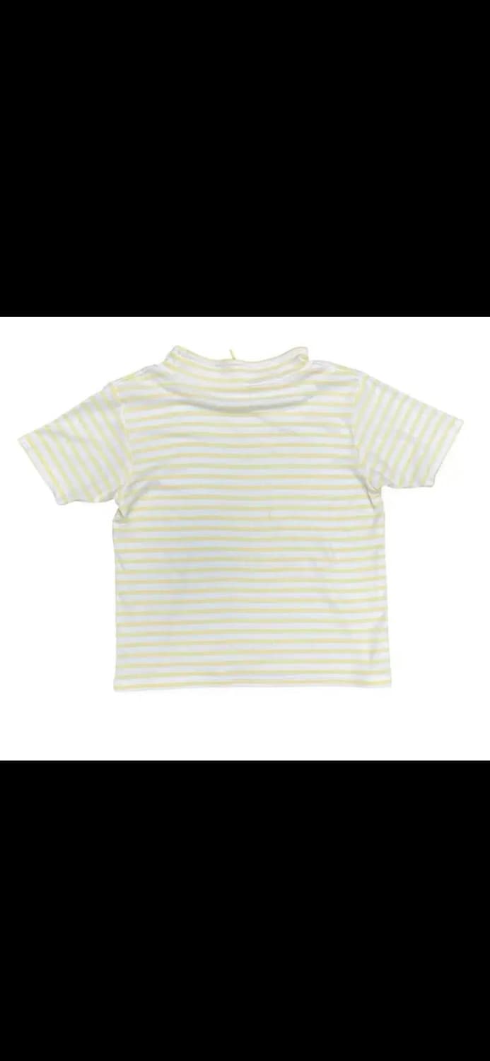 우드월드 스트라이프 옐로우 모크넥 반팔티 M 상품이미지2
