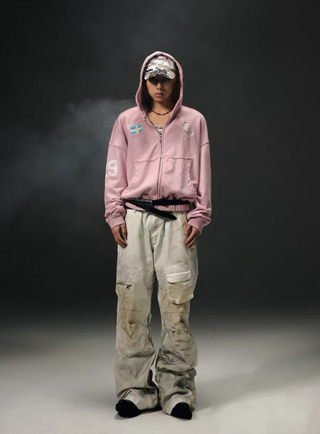 Dust Wash Pink Rider Zip Hoddie 상품이미지5