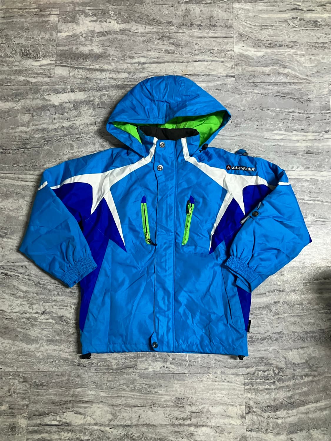 일본빈티지 Airwalk 올드스쿨스트릿 레이싱후디봄버자켓 블루 상품이미지1