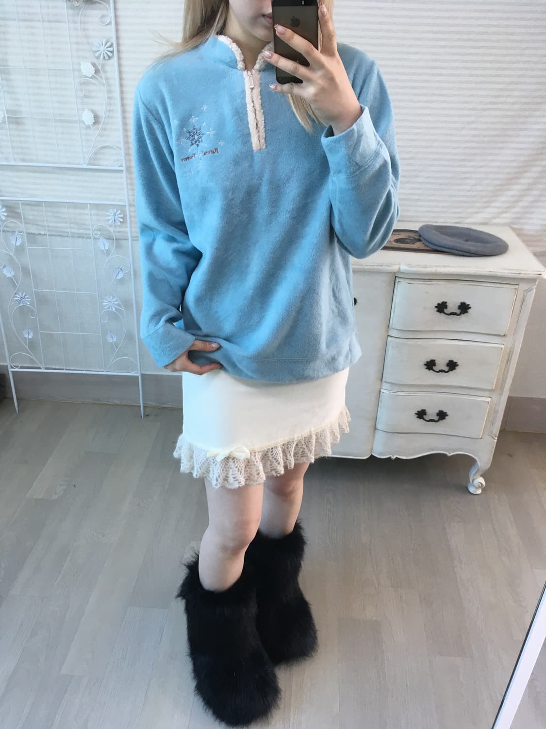 jpn vintage 민트 후리스 반집업 상품이미지1