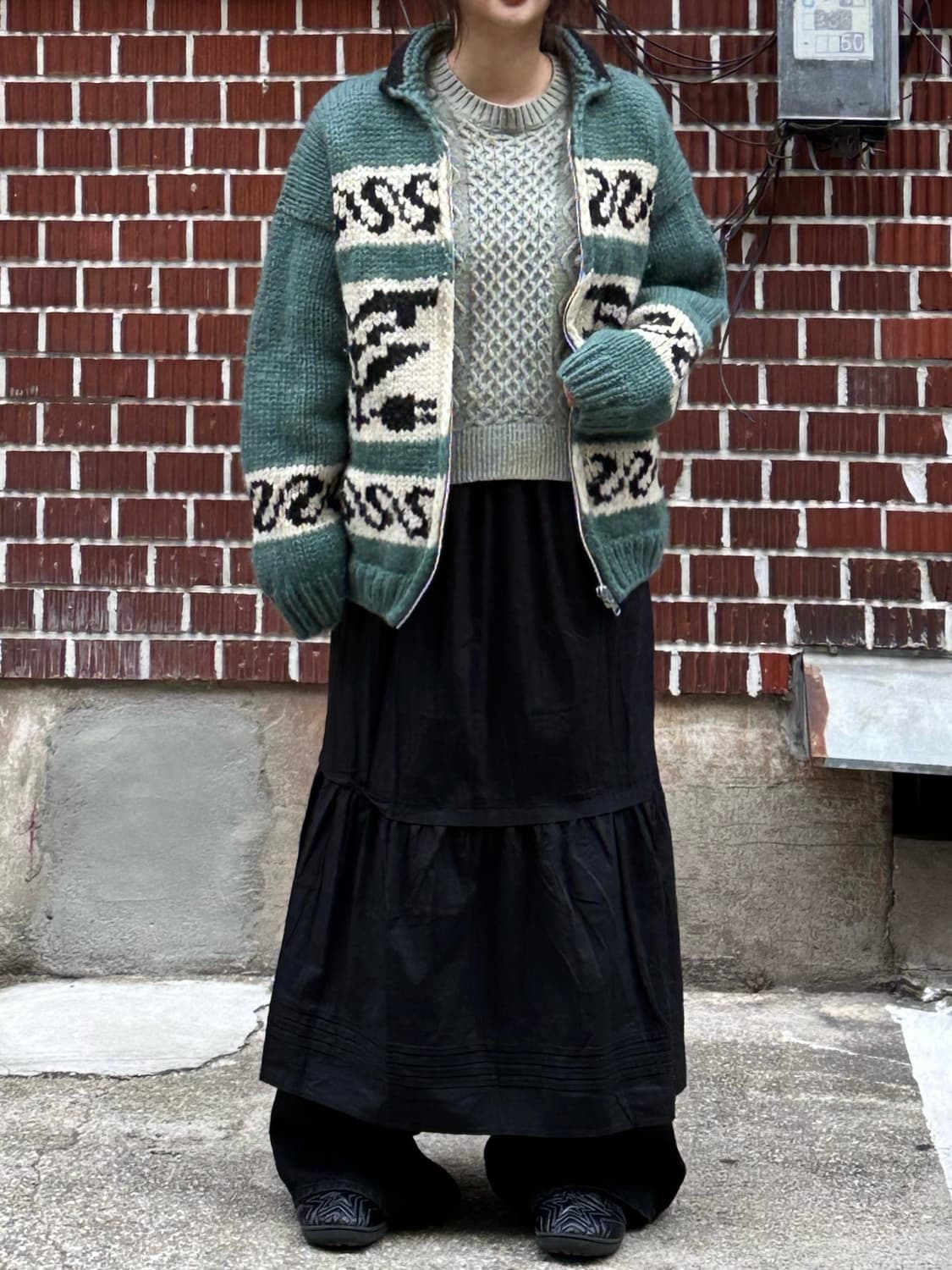 카나타 코위찬 니트 얼스뮤직 폼폼니트 레이어드 코디세트 상품이미지5