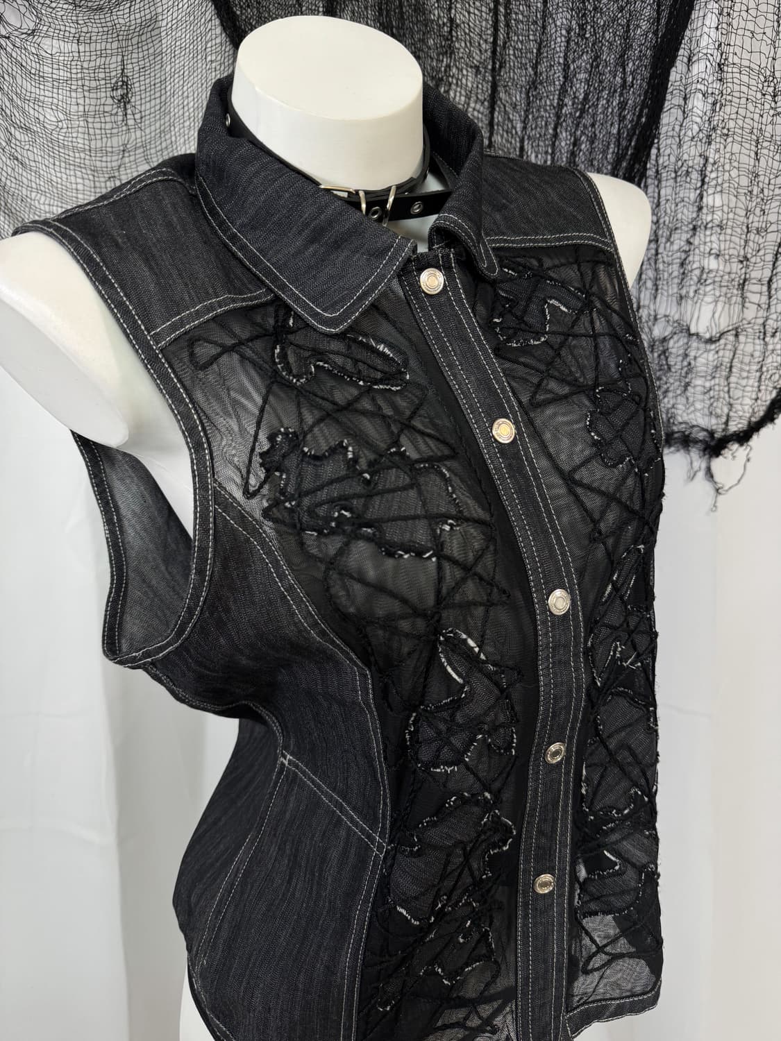 denim mash vest jacket 상품이미지3