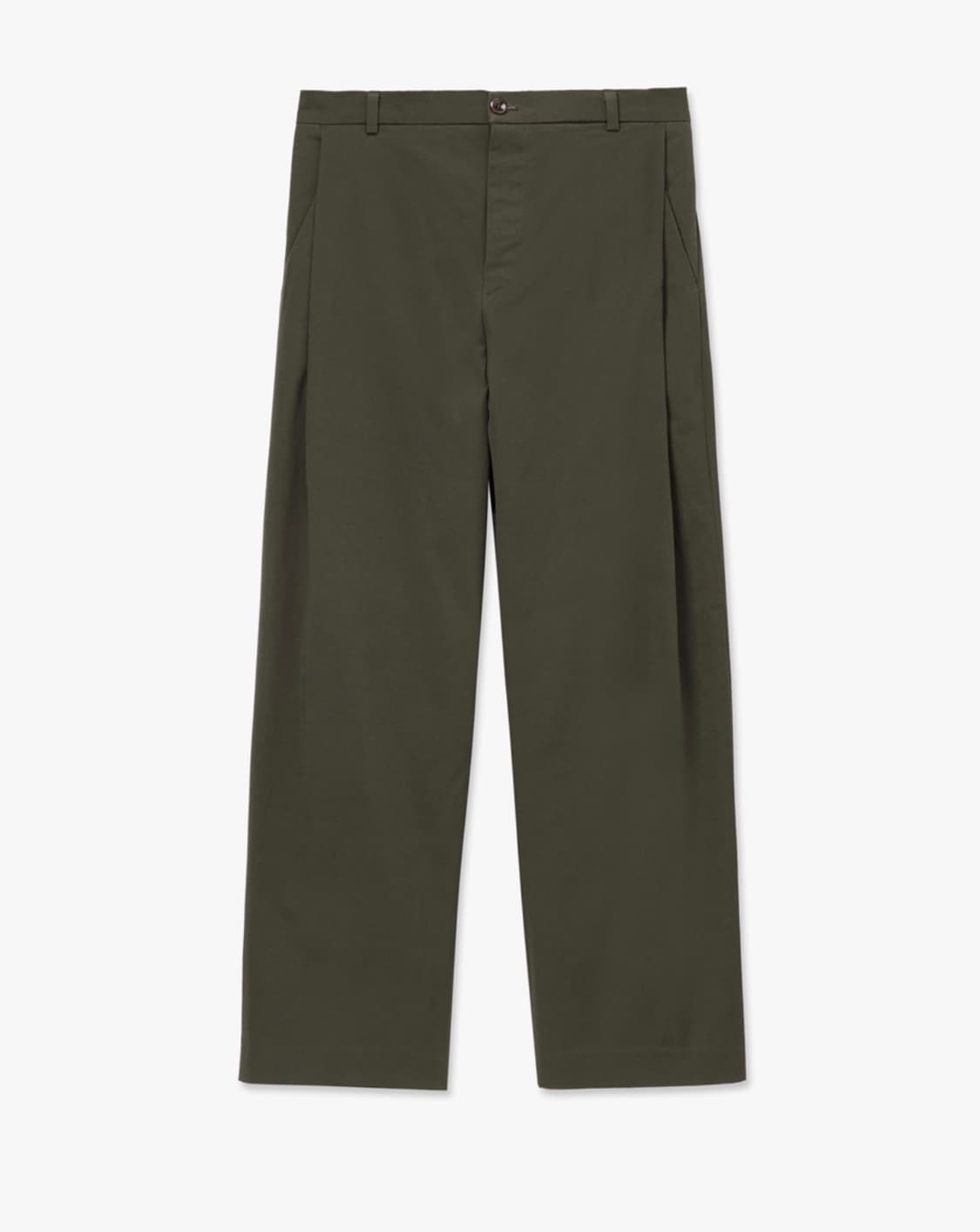 새상품(3)르마드 세미와이드 뒷밴딩 원턱 코튼팬츠 카키 상품이미지6