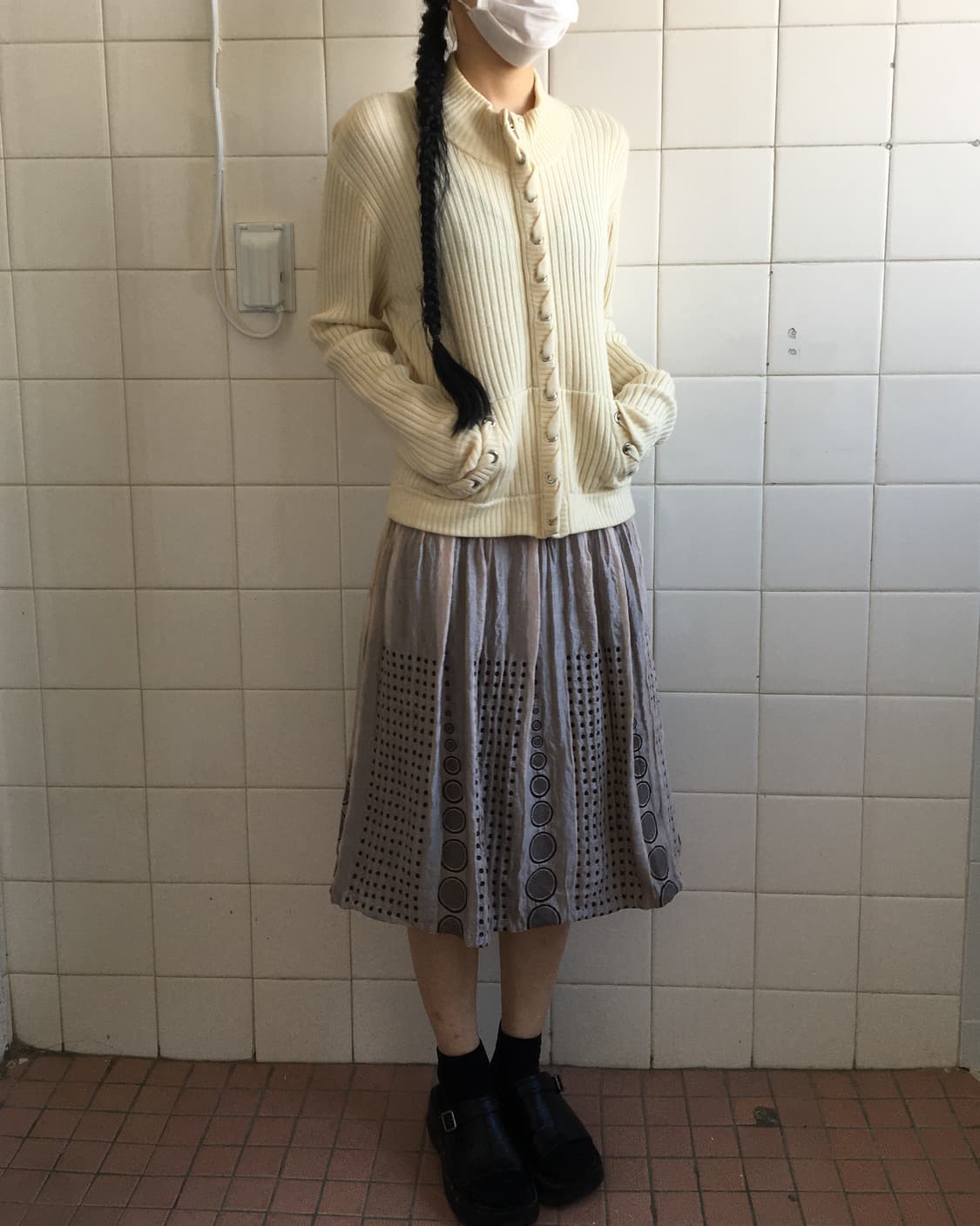 eyelet point ribbed high neck zip up 상품이미지5