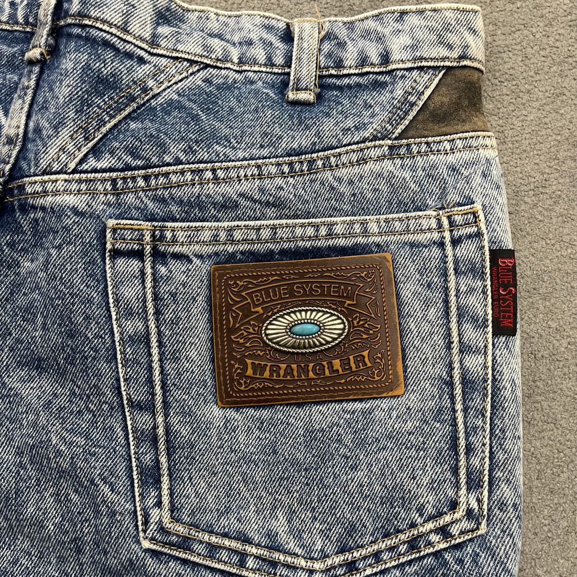 38 랭글러 유로 80s 블루 시스템 올드 케미컬 워싱 데님 상품이미지6