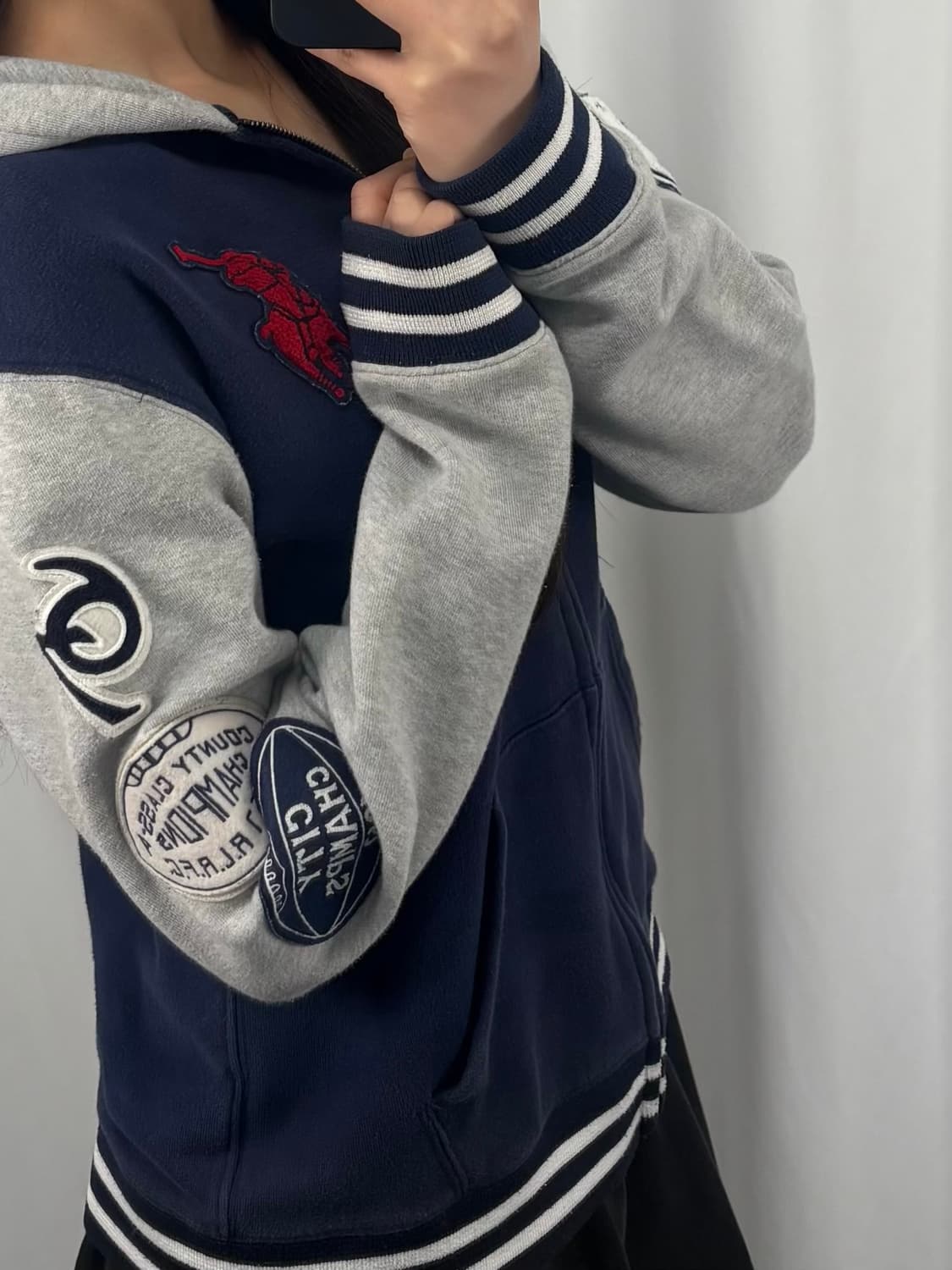 폴로 빅포니 네이비 배색 후드집업 상품이미지2