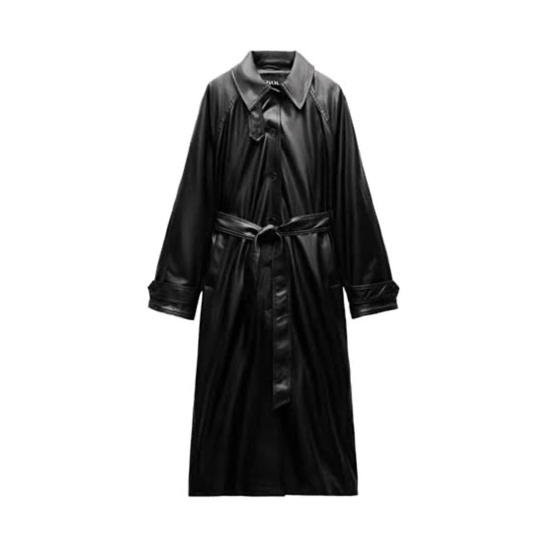 자라 레더 트렌치코트 블랙 상품이미지1