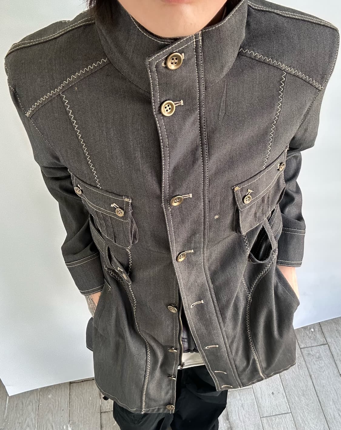 stitch point half neck trench coat 상품이미지1
