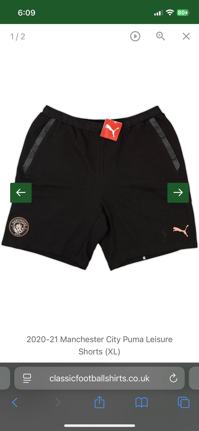 퓨마 정품 맨체스터 시티 검정 반바지 L 새상품 상품이미지1