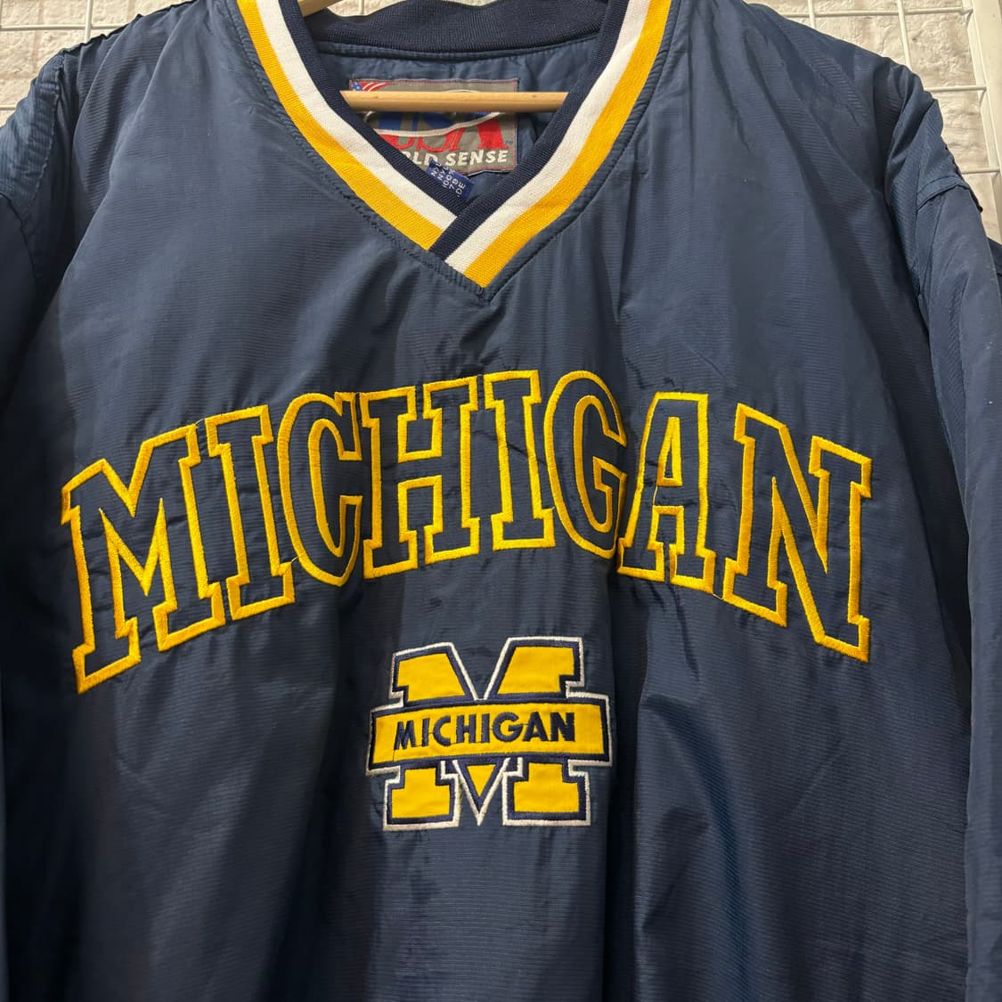 90s USA 월드센스 올드스쿨 미시간 네이비 웜업 XL 상품이미지5