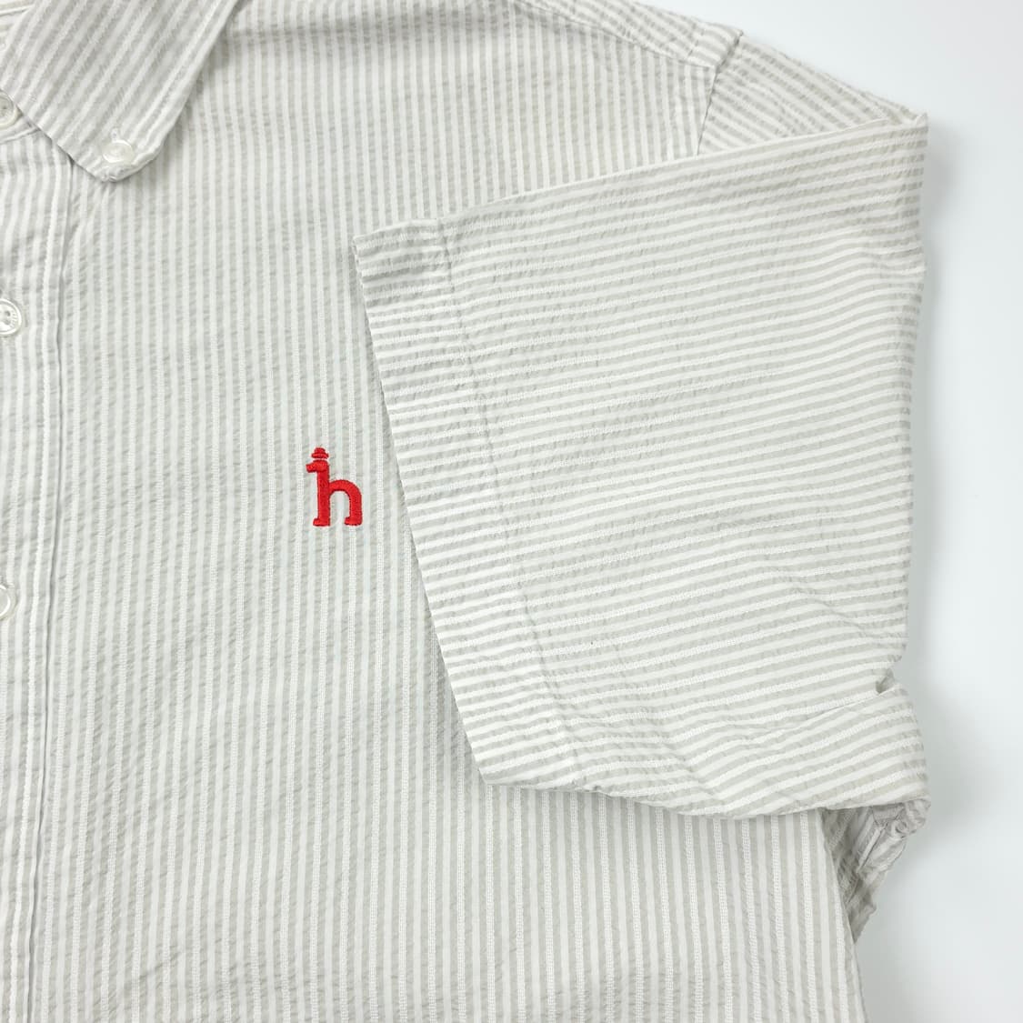 헤지스 스트라이프 코튼 반팔셔츠 그레이 (100) 상품이미지3