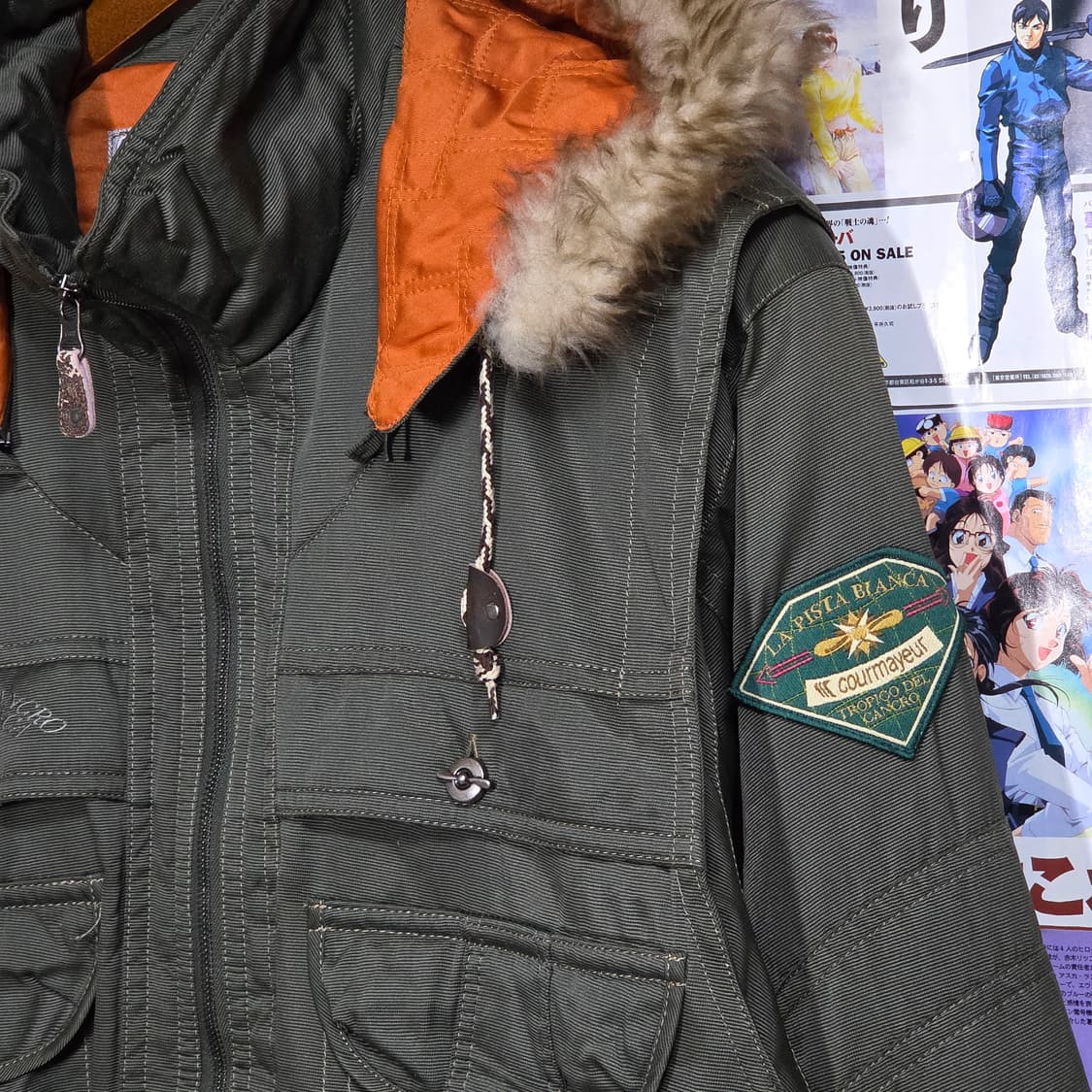 JPN 밀리터리 퍼 후드 카키 누빔 점퍼 상품이미지4