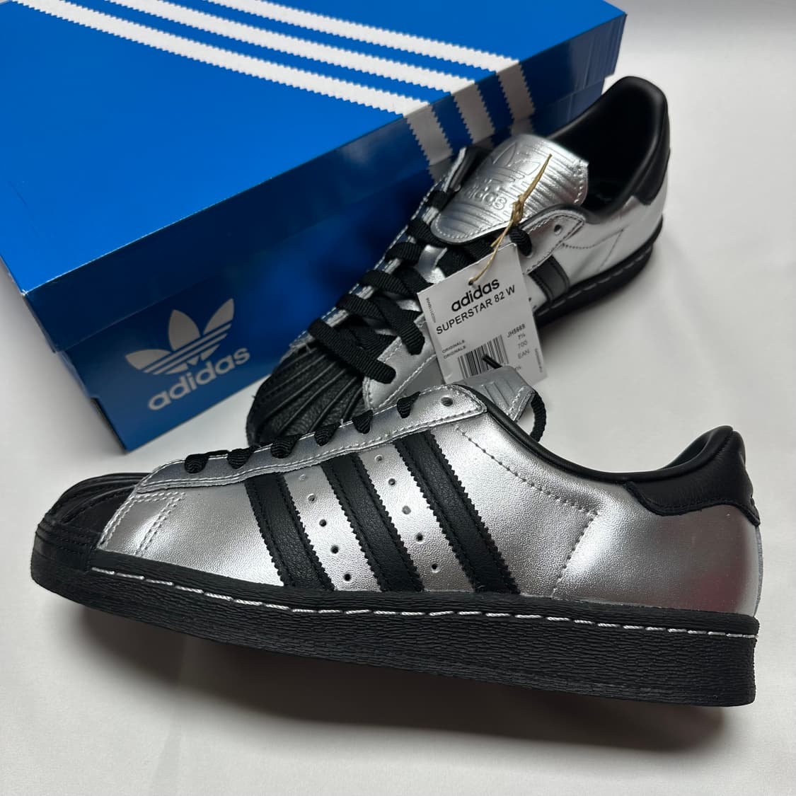 (W260/US7) 아디다스 슈퍼스타82 실버 메탈릭 코어 블랙 새제품 상품이미지4