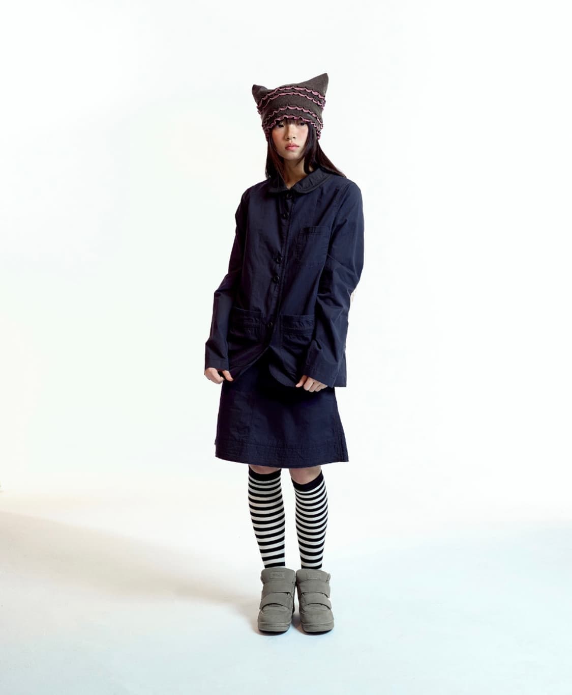 코이세이오 RAW EDGE COTTON SKIRT NAVY 상품이미지2