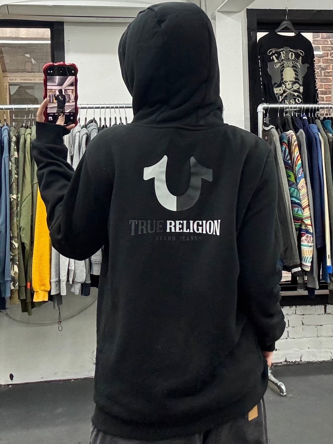 트루릴리전 빅로고 쉐르파 후드집업 상품이미지5