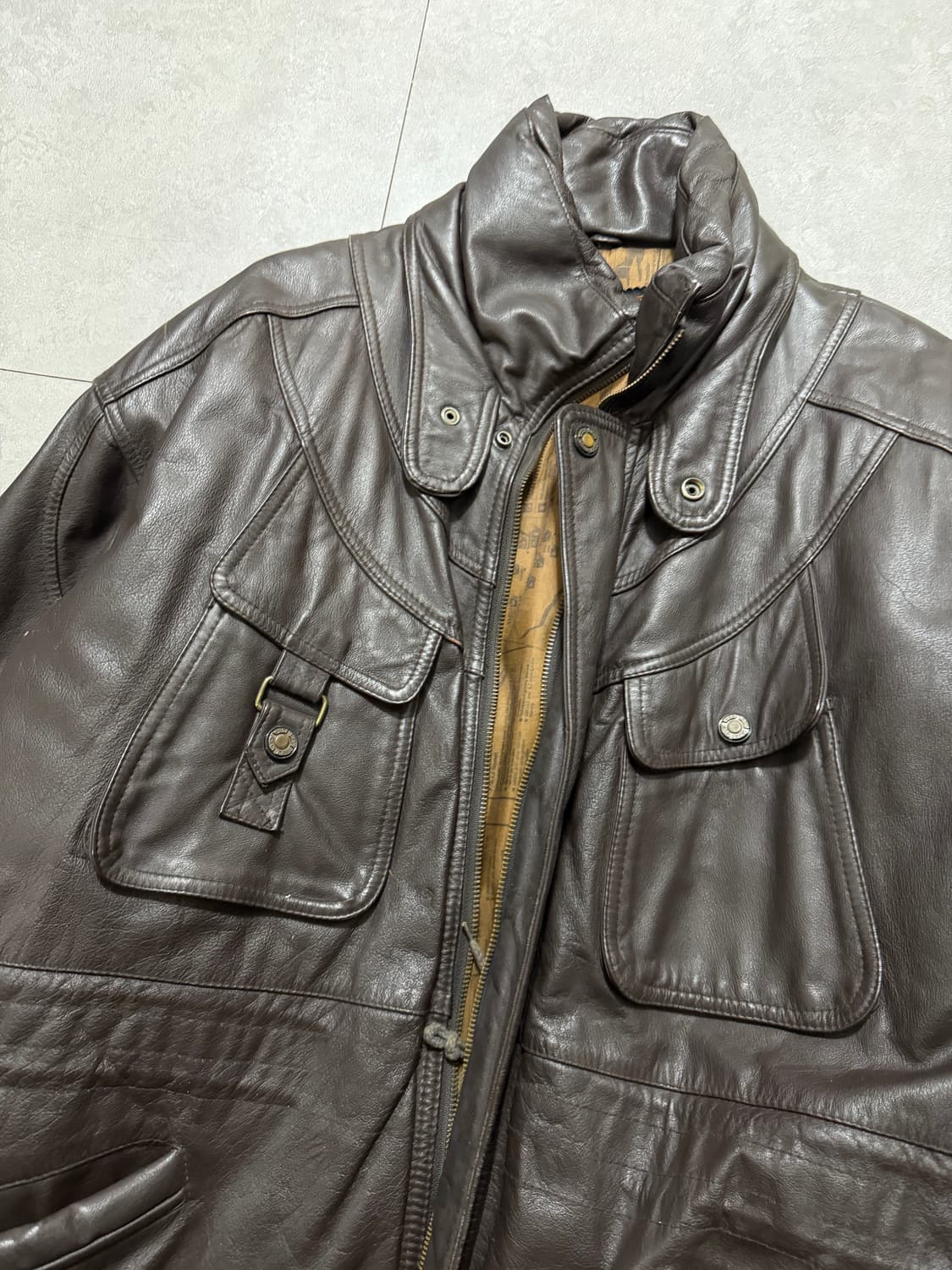  90s   브라운 컬러  소가죽   빈티지  헌팅    자켓  105s 상품이미지2