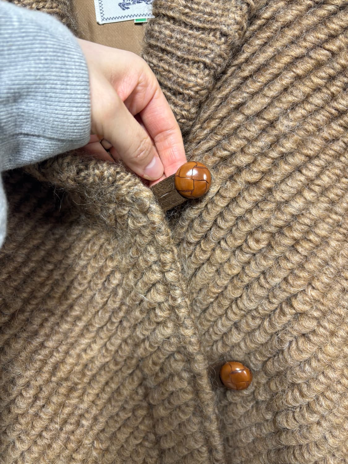 90s 버버리 케이블 헤비 울 가디건 44 상품이미지2