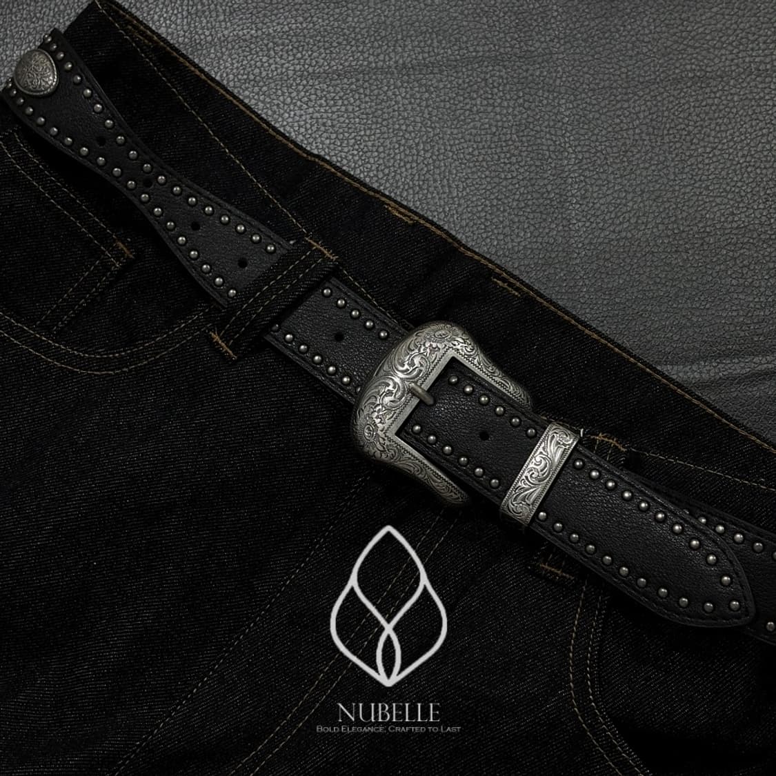🌗 Convex stud western belt / 에스닉 웨스턴 벨트 상품이미지1