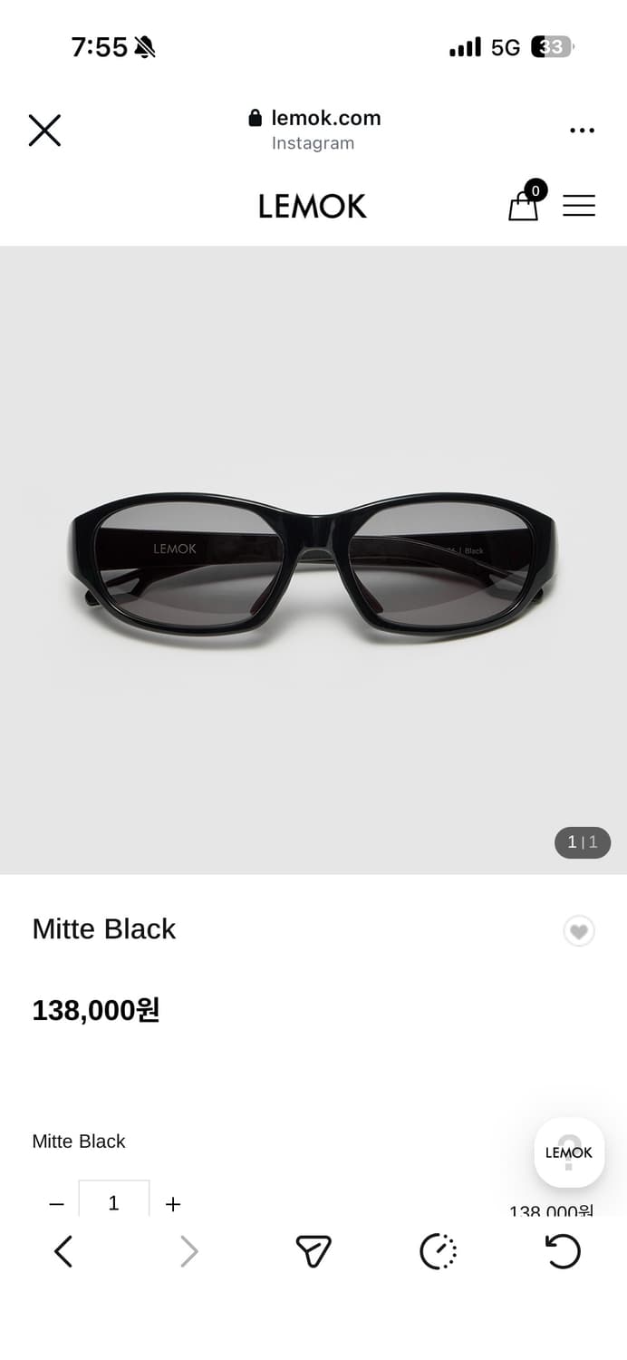 LEMOK Mitte Black 르모크 선글라스 상품이미지1