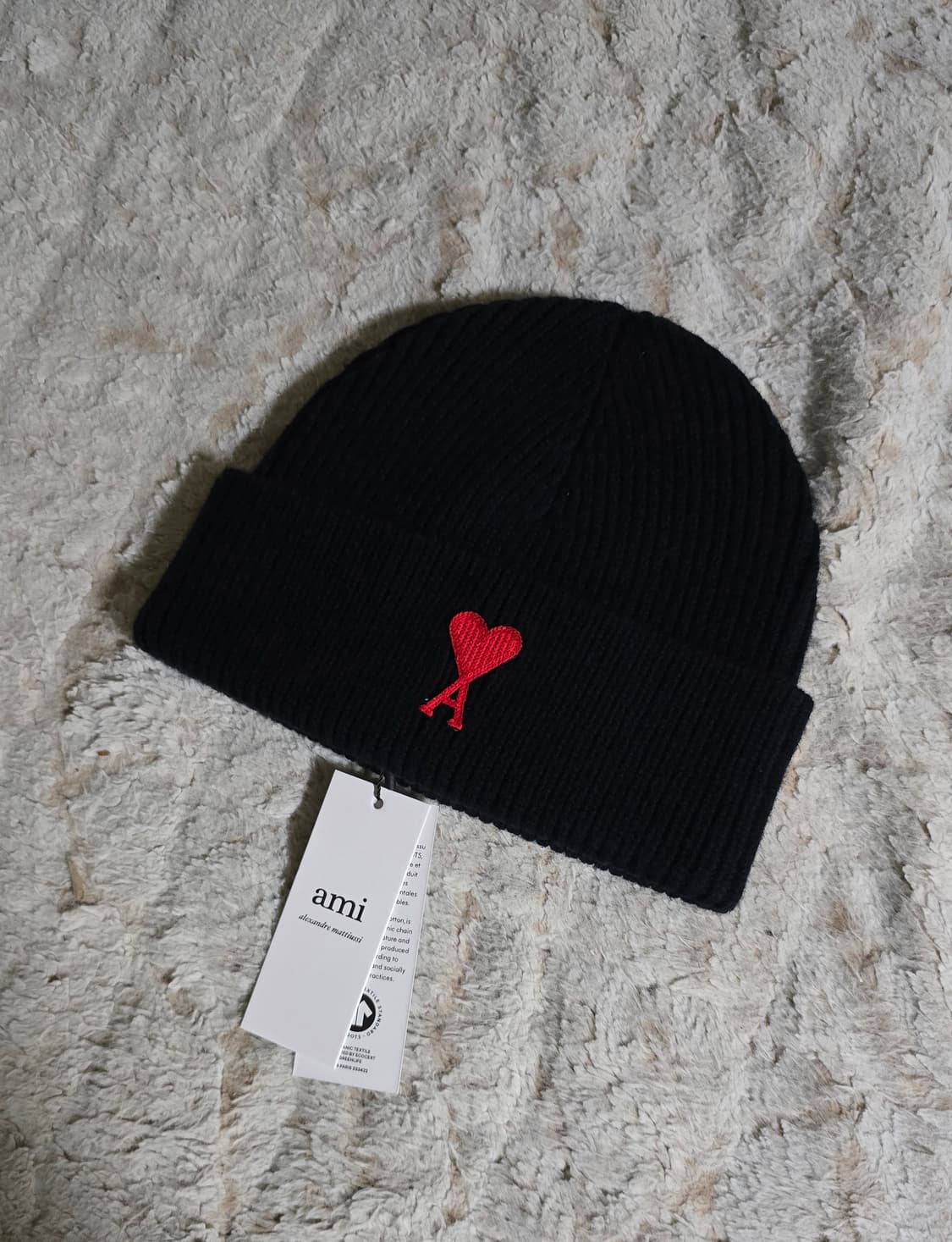아미 스몰하트 로고 울 비니 모자 블랙 새제품 상품이미지1