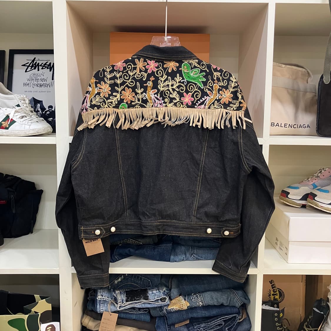 VTG 빈티지 프린지 자수 흑청 데님 자켓 상품이미지3