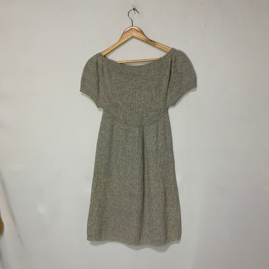 빔즈 반팔 니트 미니 원피스 레이어드 롱 니트 탑 빈티지 상품이미지3