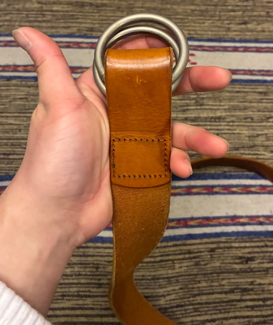 (29~34)90s japan 타케오키쿠치 카우 레더 더블 D링 가죽벨트 상품이미지3