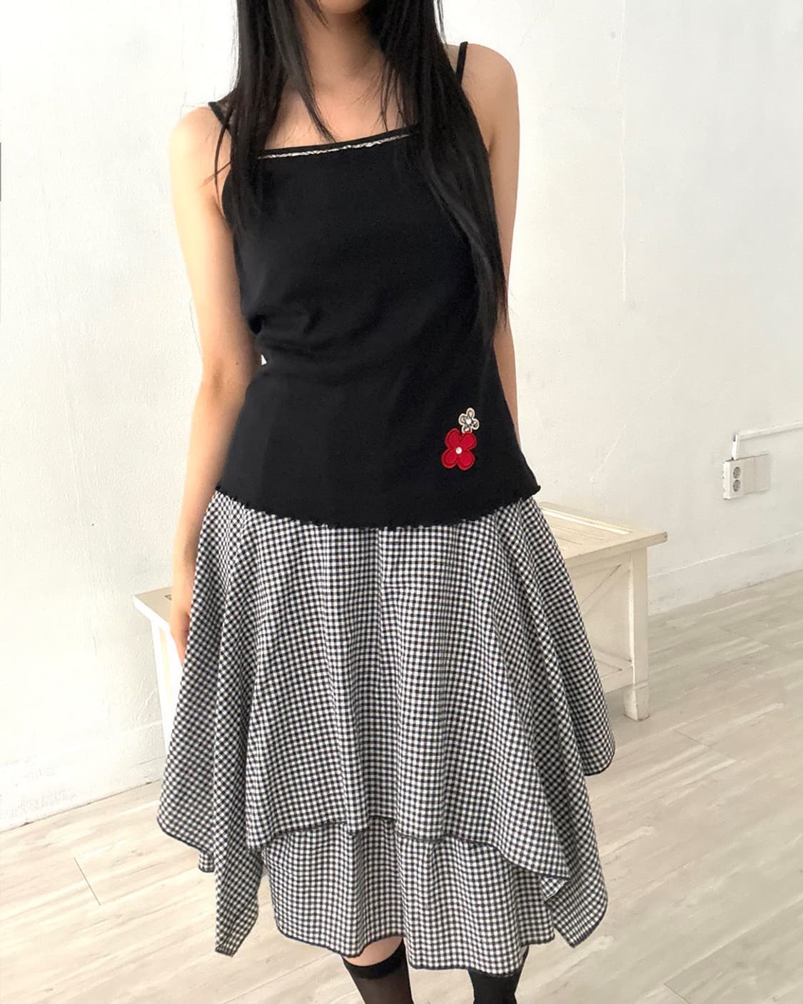 Nova Check Trim Flower Detail Sleeveless 상품이미지4