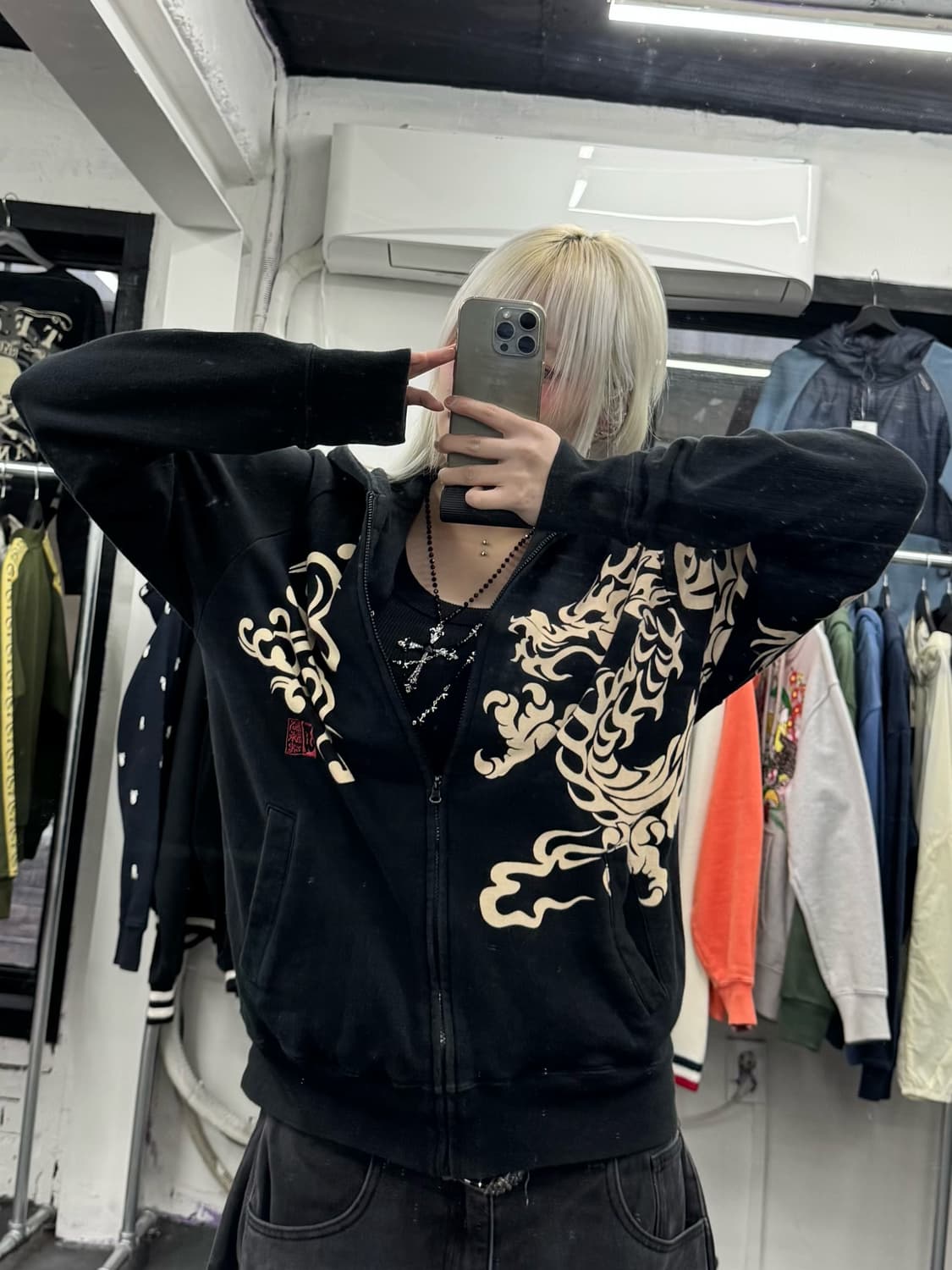 카라쿠리 타마시 오리엔탈 프린팅 후드집업 상품이미지3