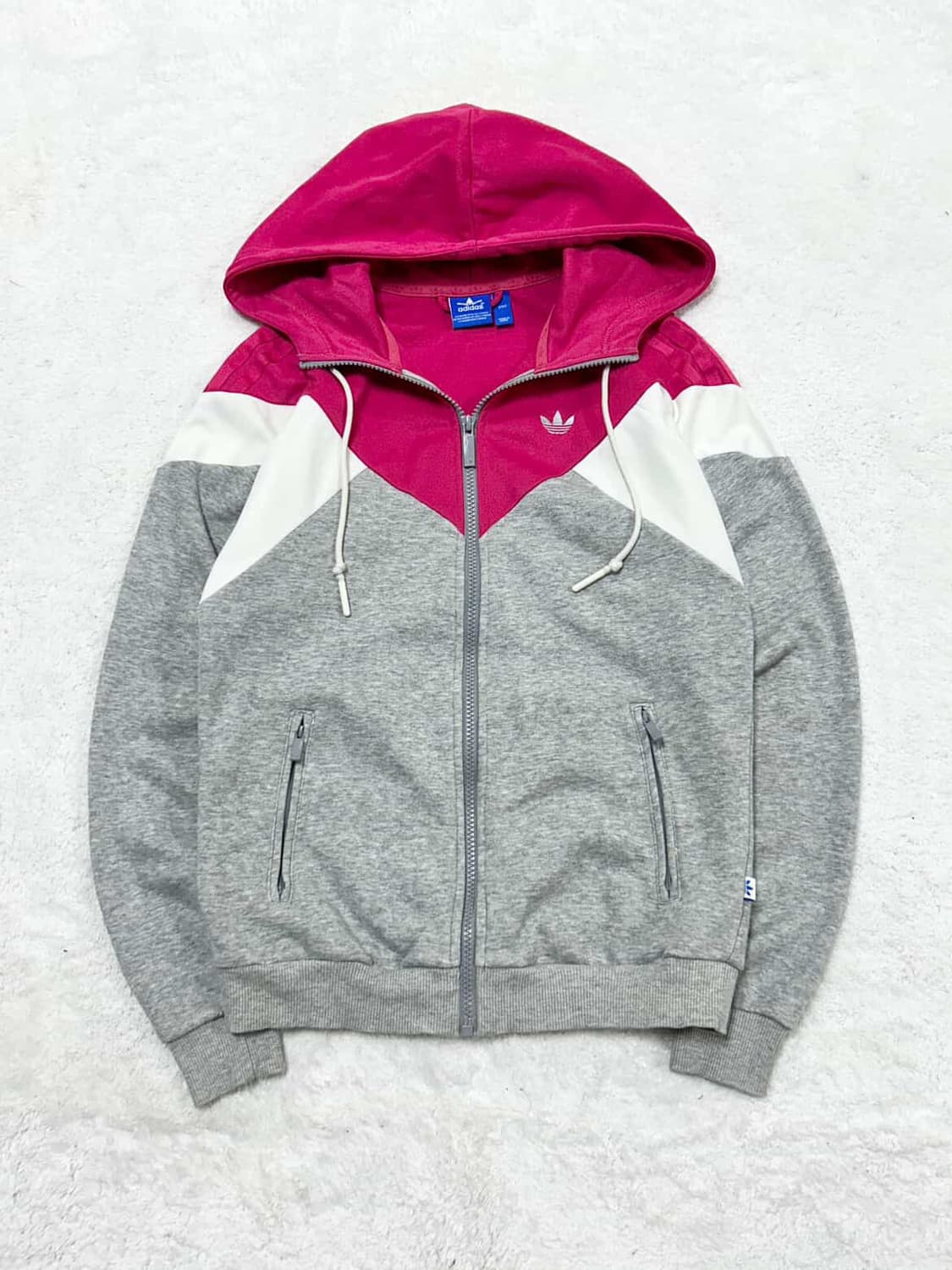 아디다스 자수로고 핑크 배색 후드집업 상품이미지5