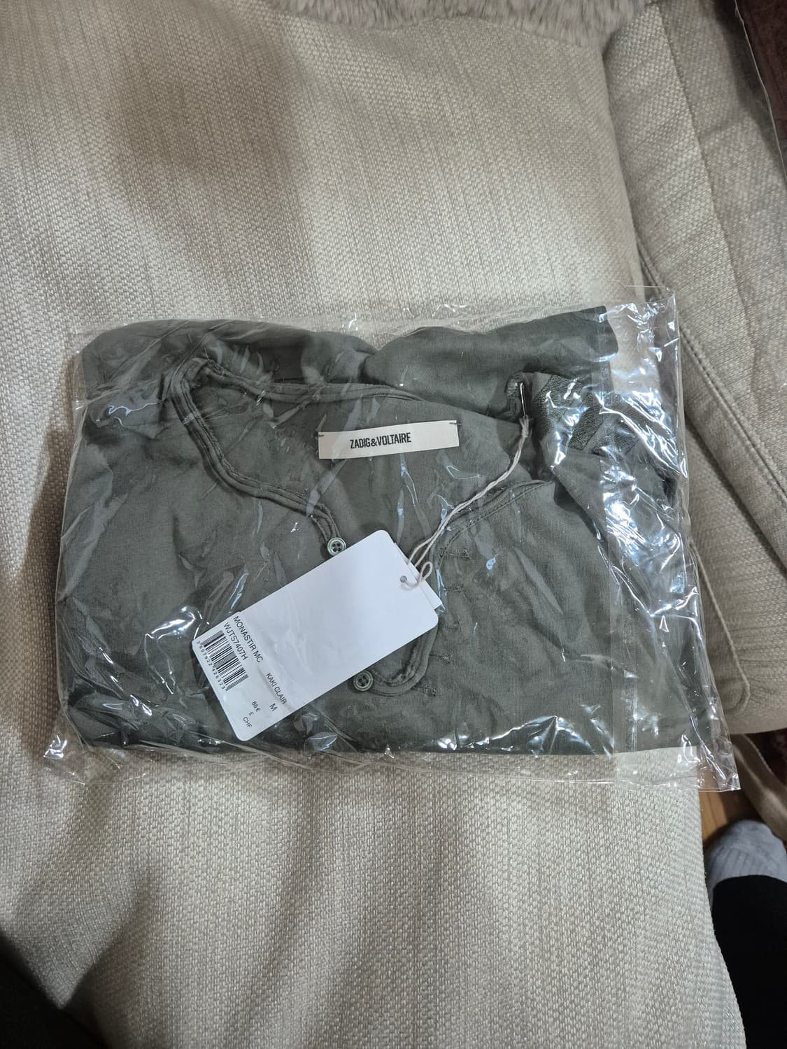 (새상품) 쟈딕앤볼테르 카키 헨리 티셔츠 M사이즈 상품이미지7