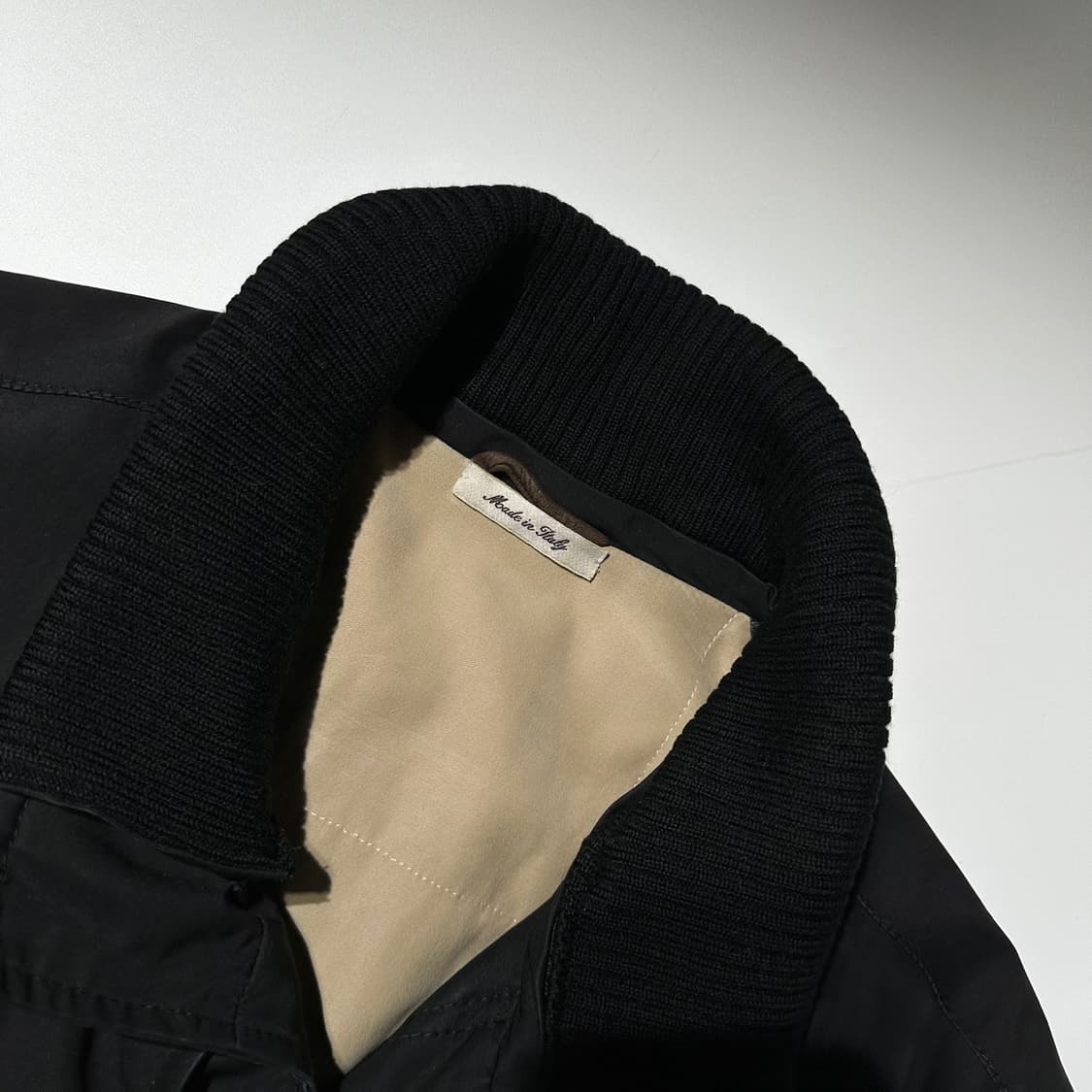 란스미어 레더 트림 싱글 집업 자켓 블랙 상품이미지5