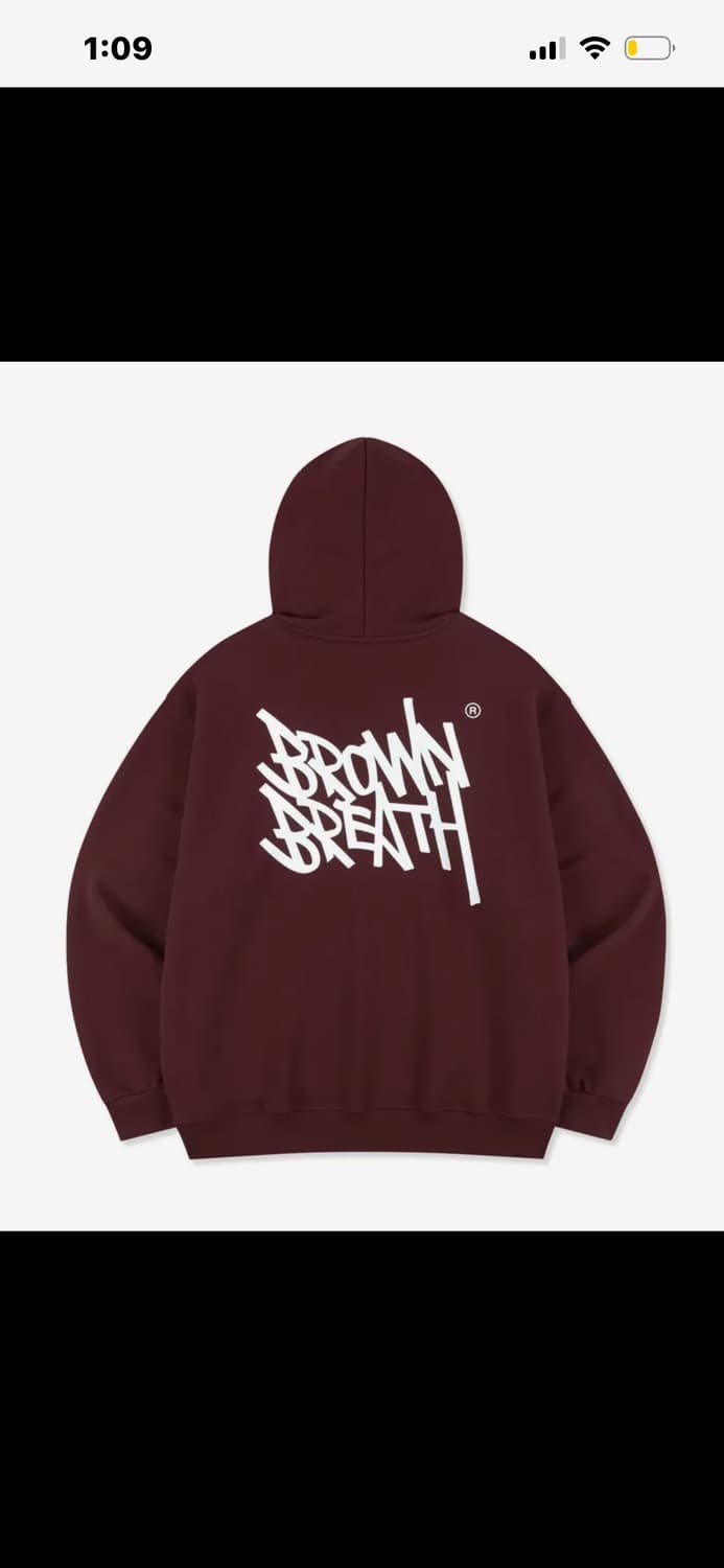 브라운 브레스 버건디 후드티 상품이미지1