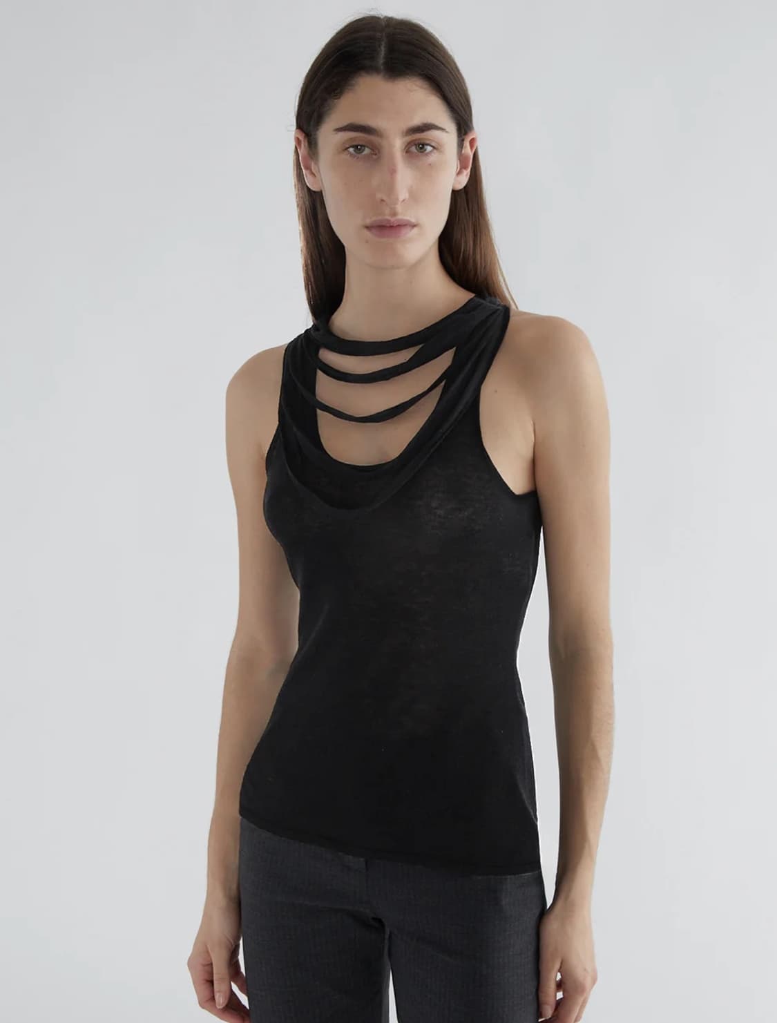 [XS,S,M]팔로마울 Oliveti 컷팅 슬리브리스 탑 상품이미지1