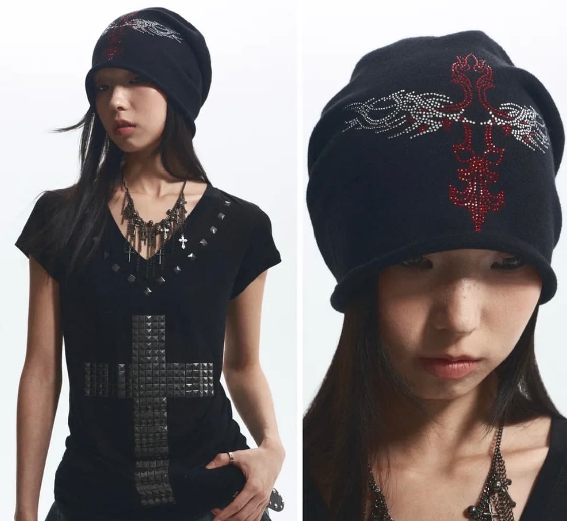 Noname space 핫픽스 천사 날개 비니 십자가 트라이벌 상품이미지2