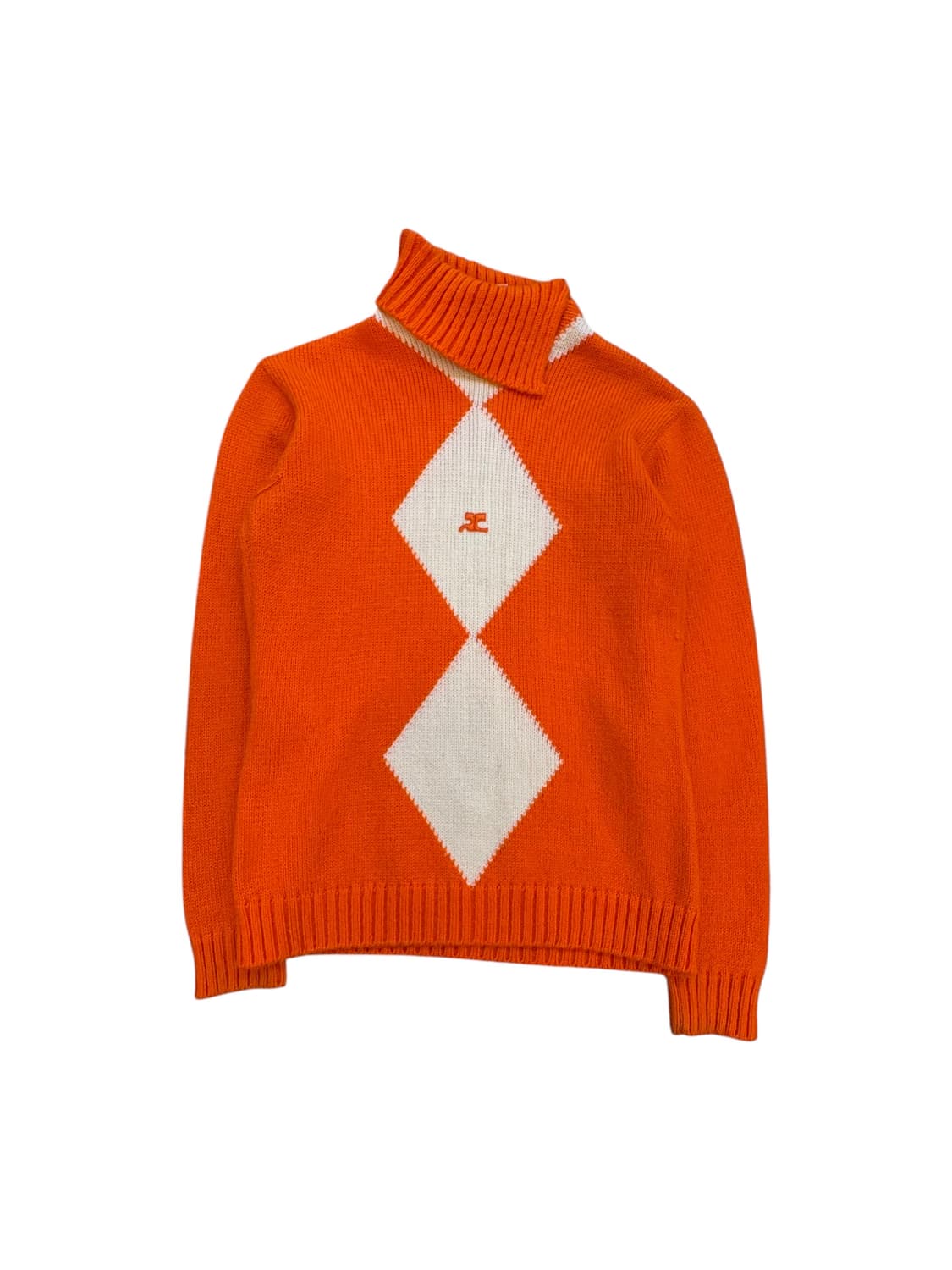 꾸레쥬 아가일 터틀넥 니트 상품이미지1