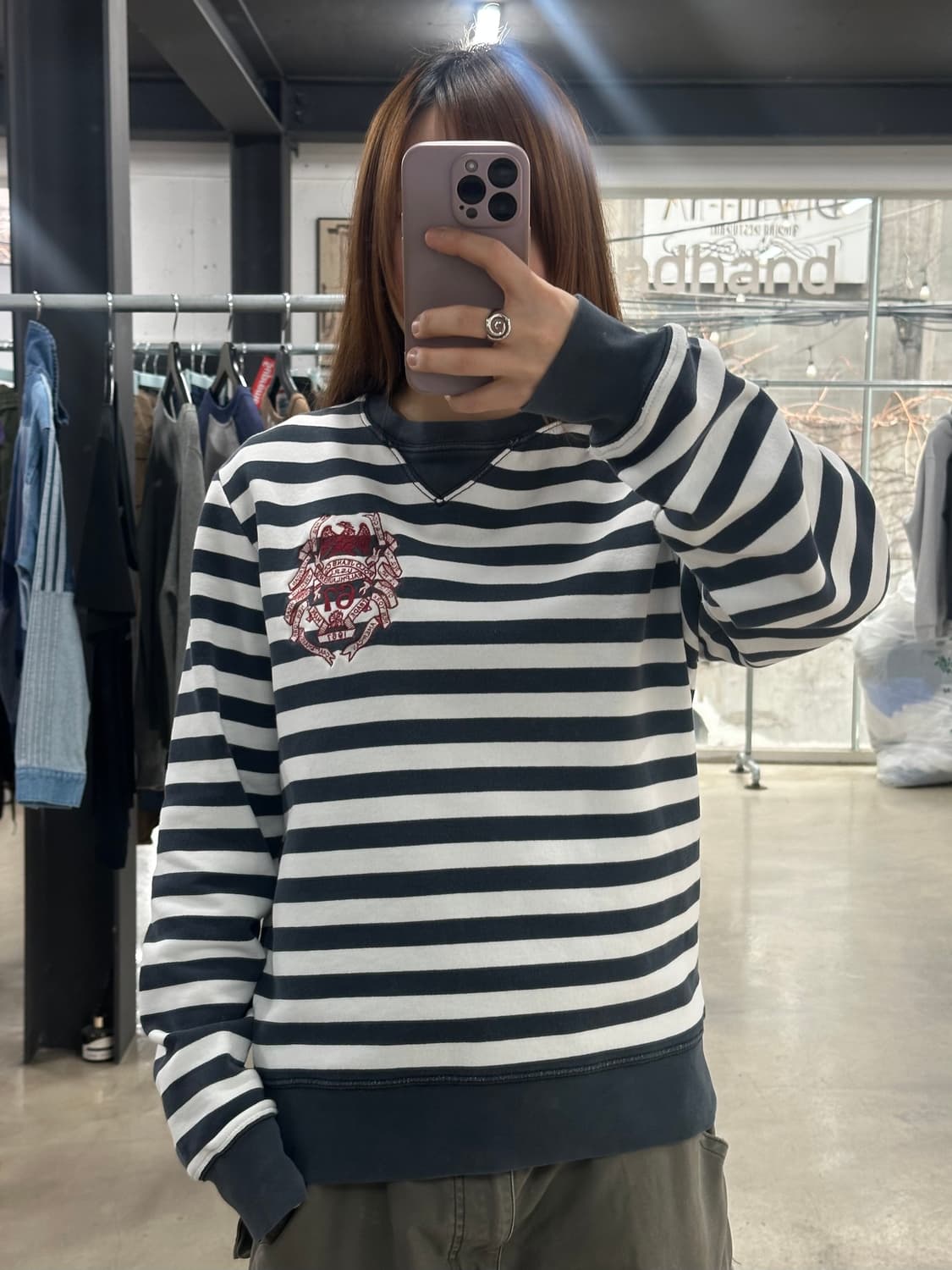 폴로 진스 마린 스트라이프 자수 맨투맨 상품이미지1