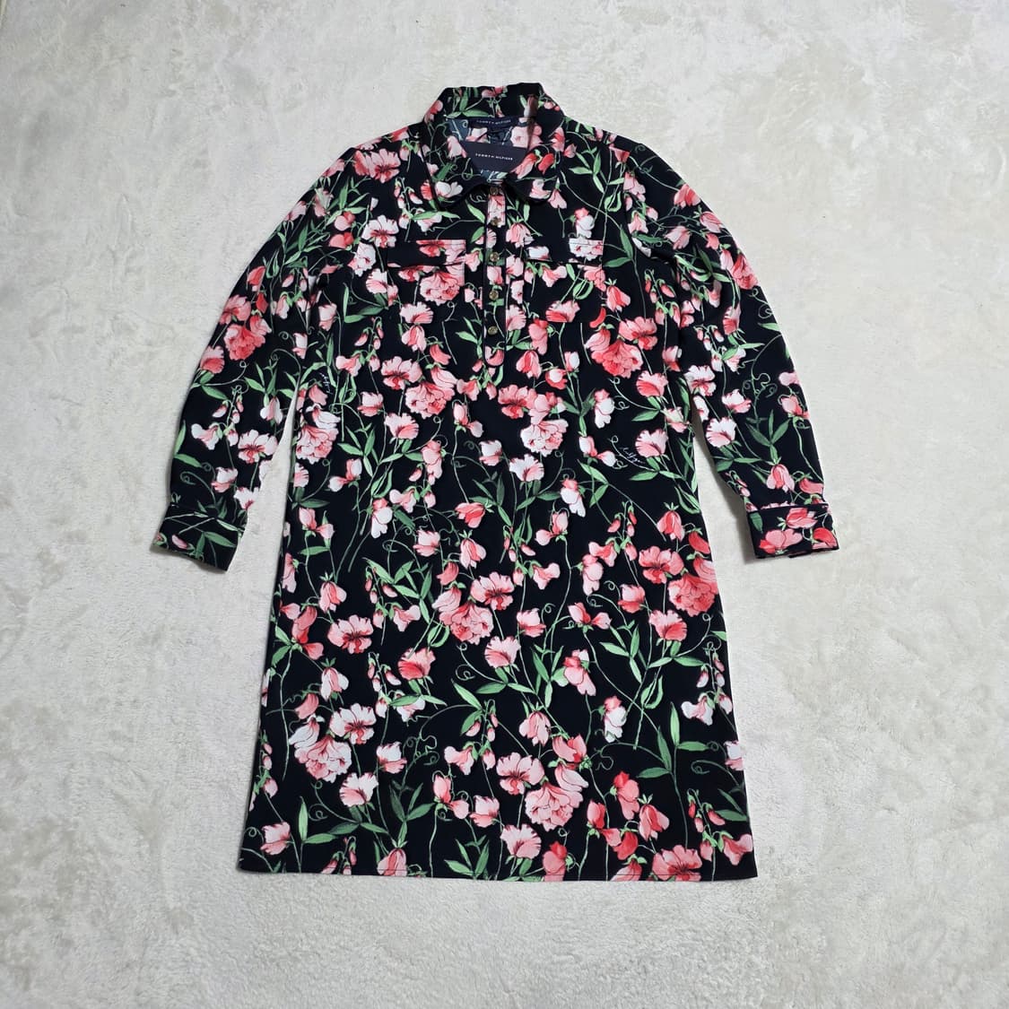 (6)여성 타미힐피거 플라워 금장단추 원피스 상품이미지1