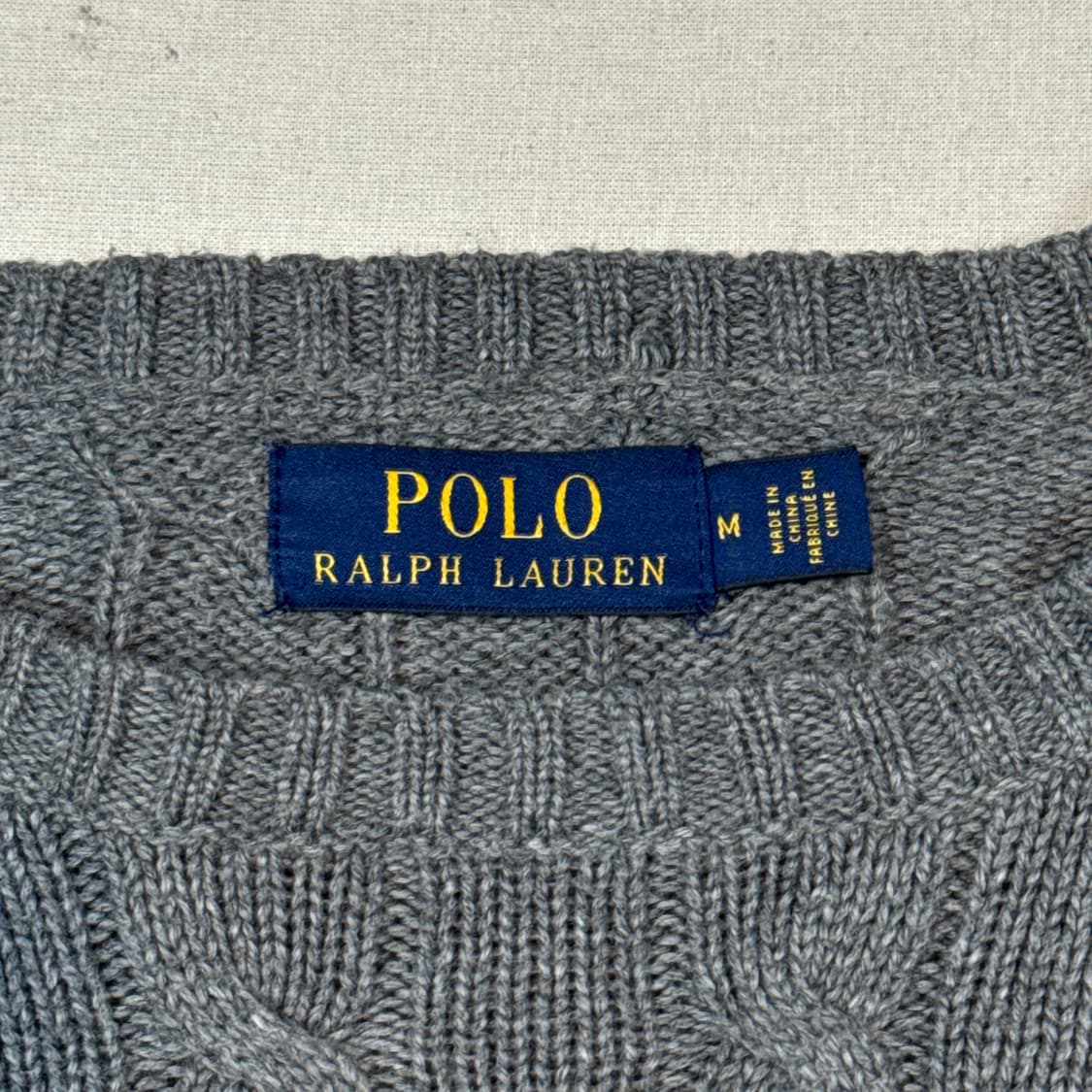 M) 폴로 랄프로렌 케이블 꽈배기 라운드넥 니트 그레이 상품이미지5