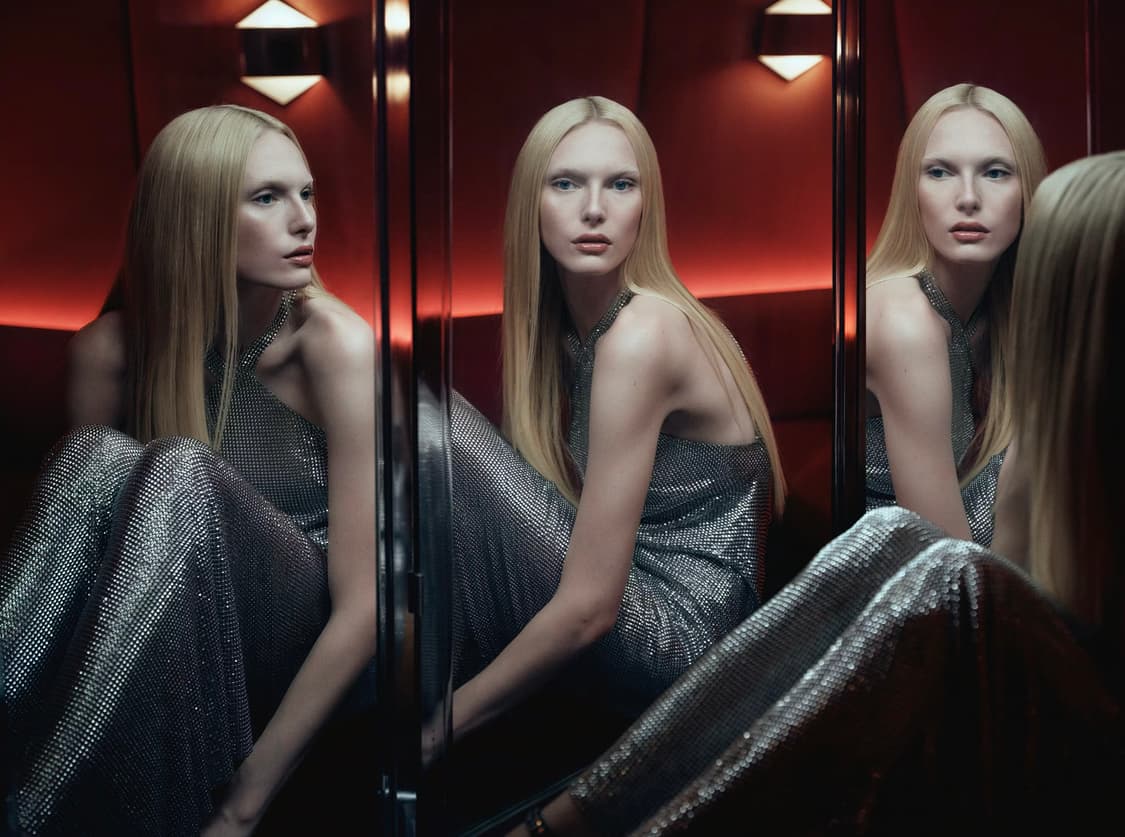 Ludovic de Saint Sernin 실버 메탈릭 홀터넥 롱 드레스 상품이미지1