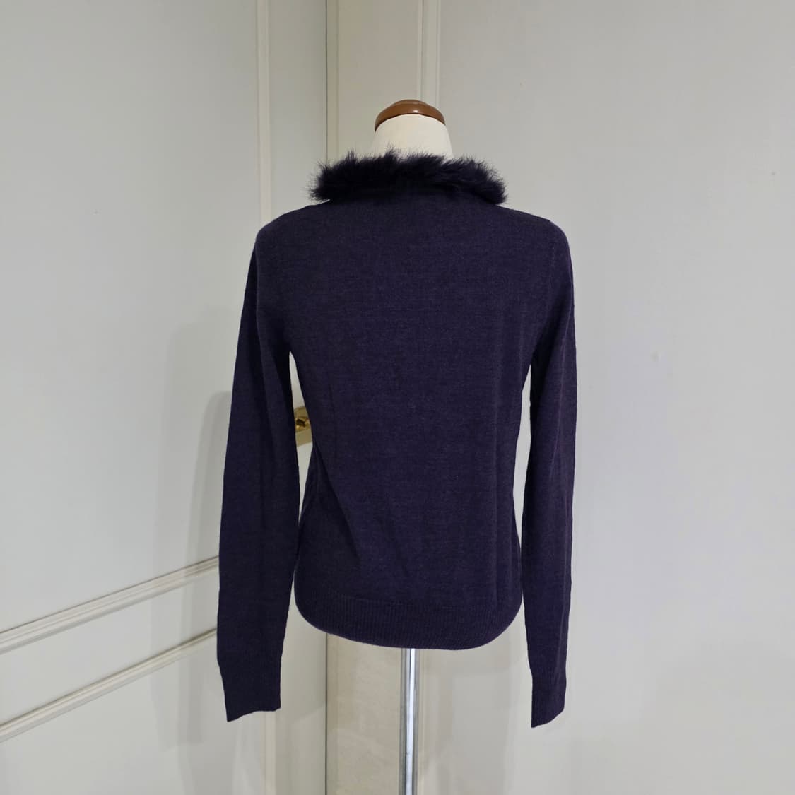 홍콩빈티지)퍼플 퍼 고딕로리타 로즈st 큐빅 로맨틱 니트 가디건블라우스 상품이미지4