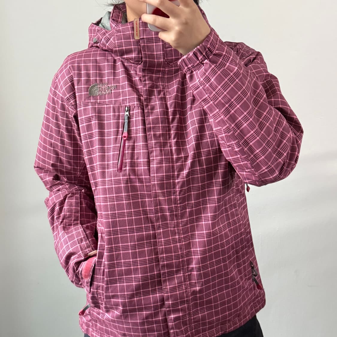 [L] 노스페이스 우먼 핑크 체크 점퍼 상품이미지2