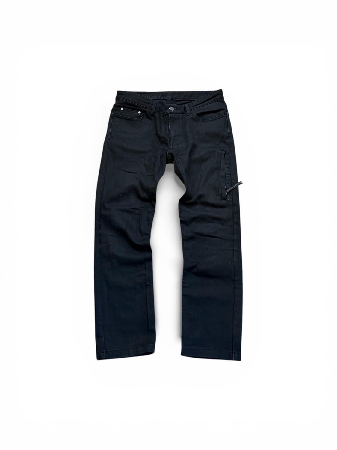 우영미 사이드 포켓 흑청 데님 팬츠  상품이미지1