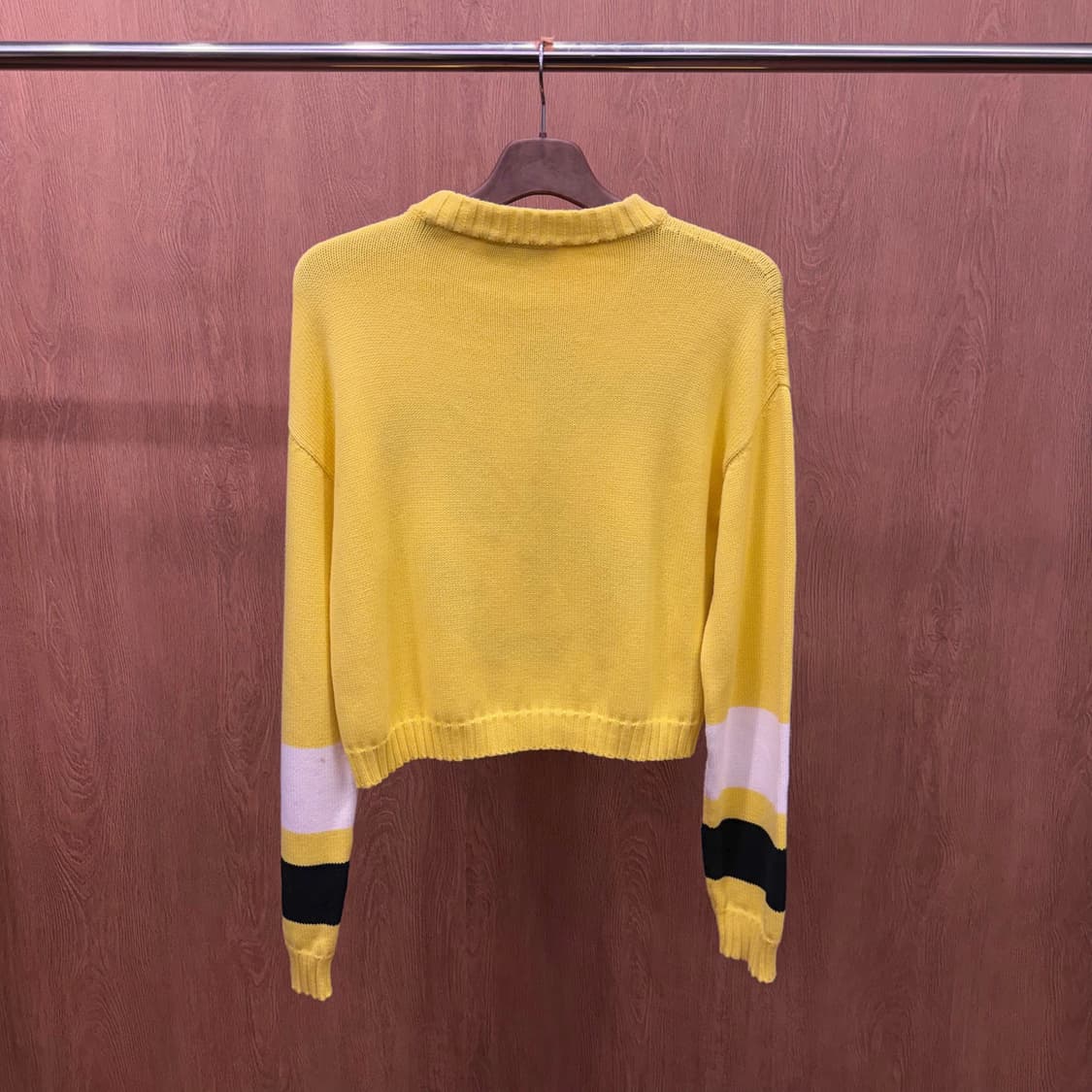 MSGM 코튼 니트 앵커 자카드 패턴 컬러 블록 디테일 옐로우 블랙 상품이미지3