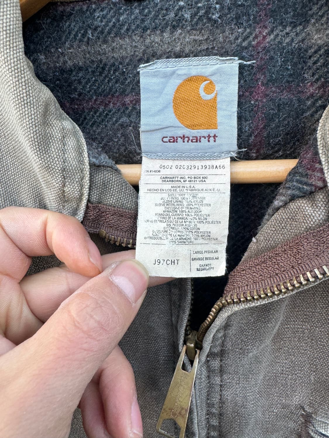 00s 칼하트 빈티지 j97 cht 하드페이딩 디트로이트 워크 자켓 L 상품이미지8