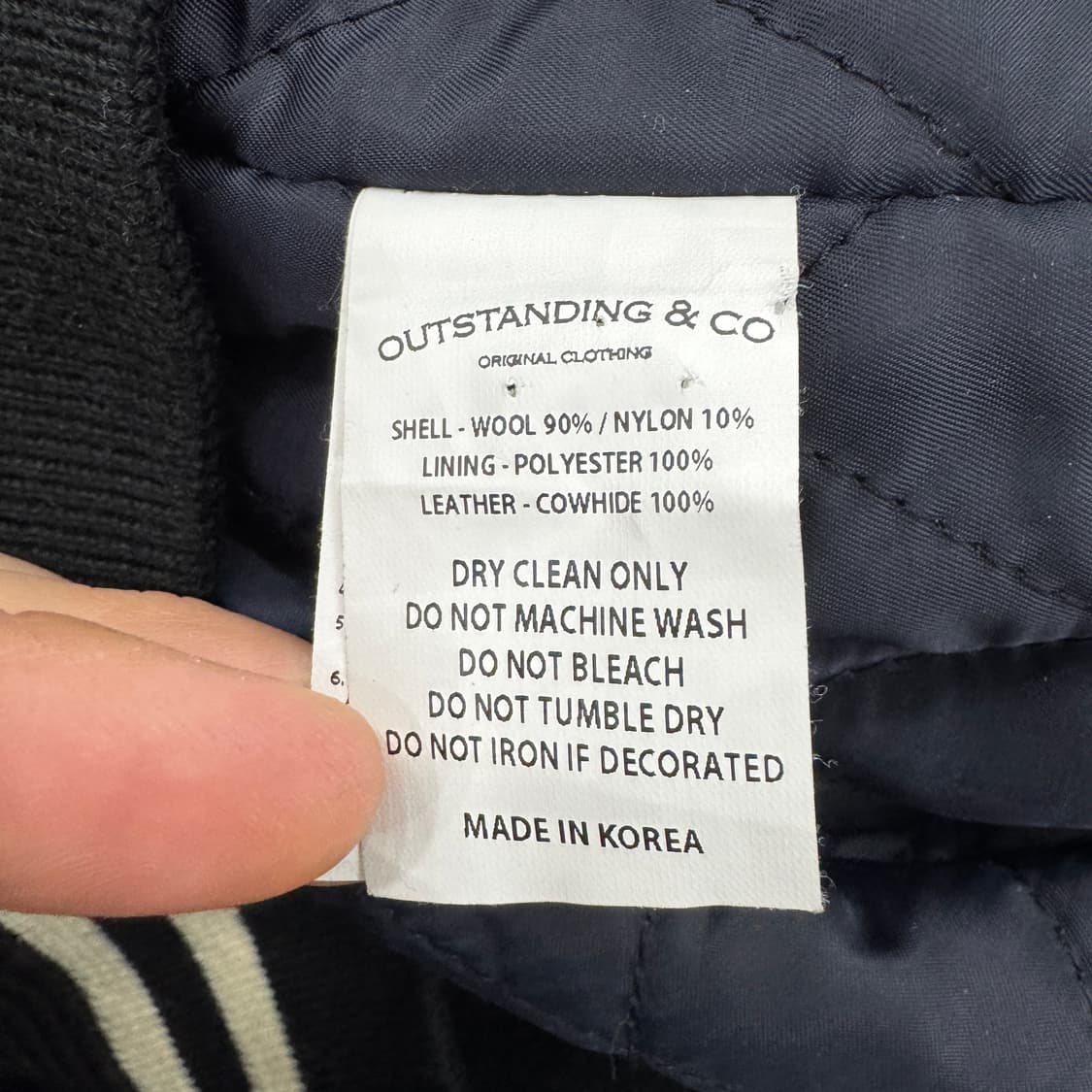 M(105) 아웃스탠딩 블랙 소가죽 바시티 자켓  상품이미지6