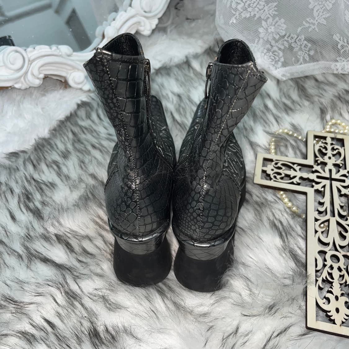 빈티지 스터드 포인트 웨지 부츠 상품이미지4