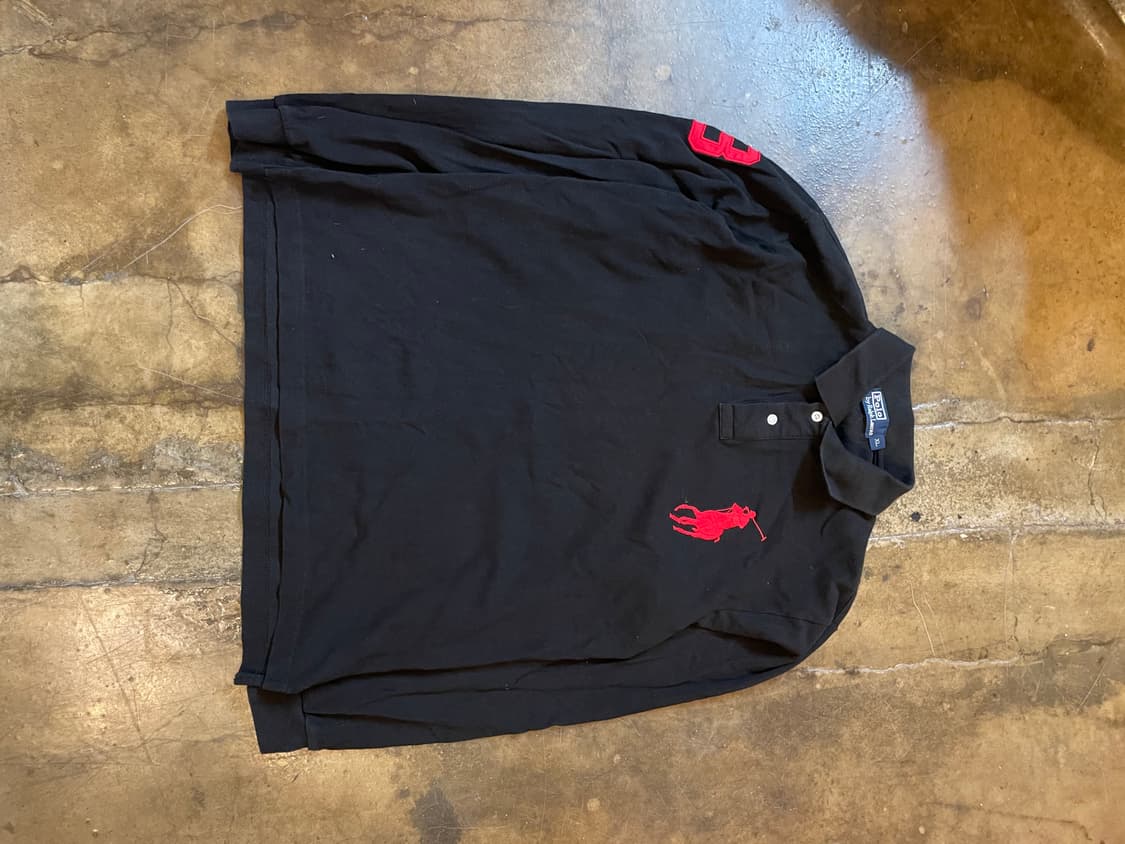 폴로 랄프로렌 레드 빅포니 PK 긴팔티셔츠 블랙 상품이미지1