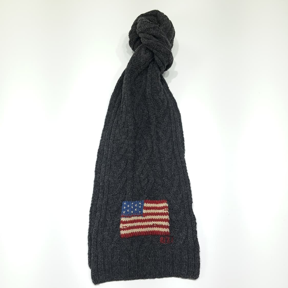 MX571 폴로 90s 램스울 성조기패치 차콜그레이 머플러 목도리 상품이미지1