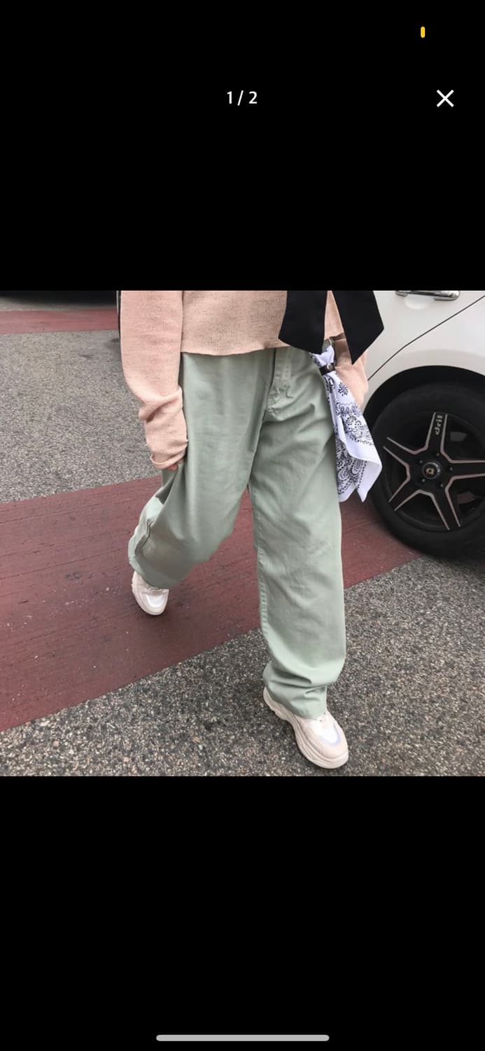 민트색 면팬츠 상품이미지1